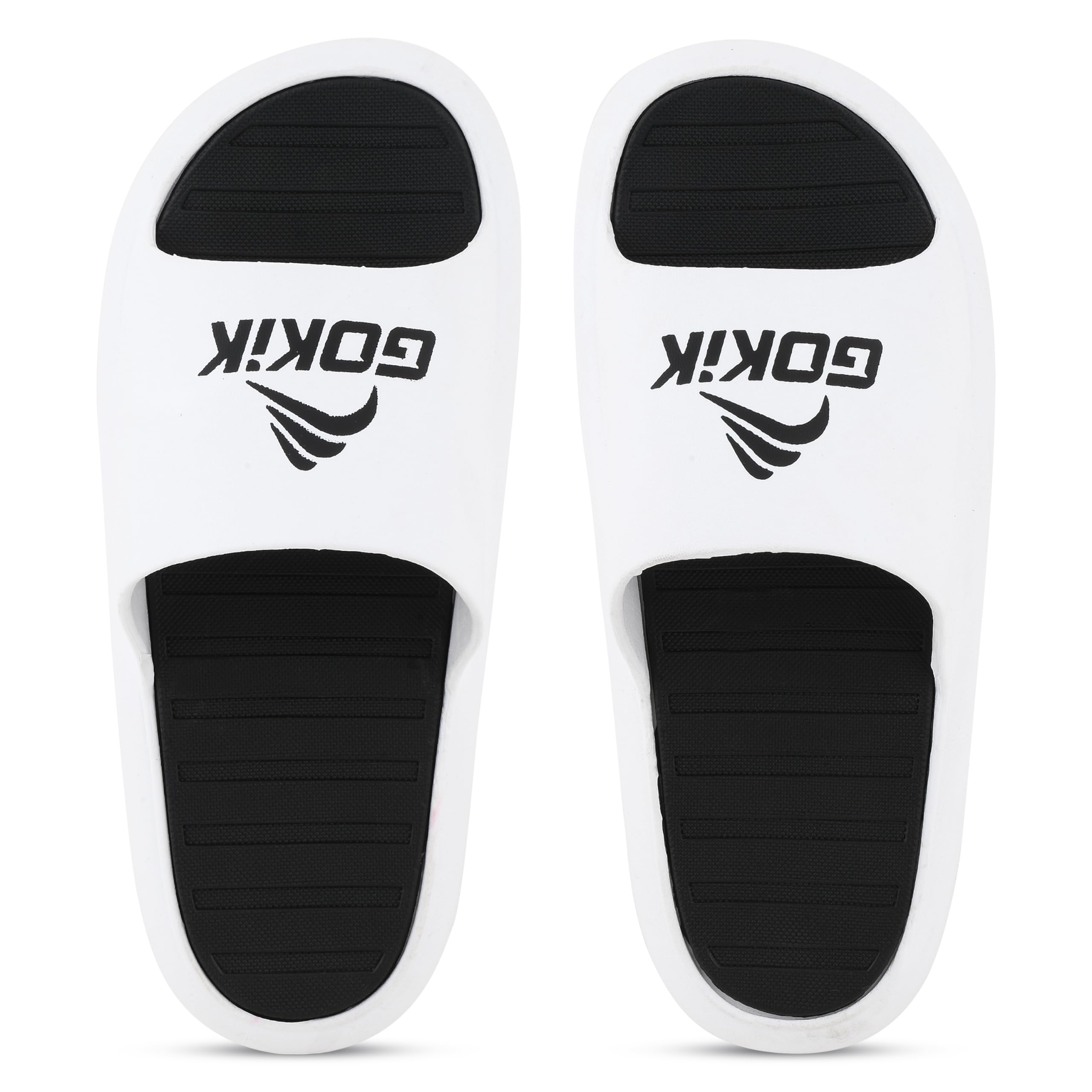 GOKIK Mens Classic Ultra Soft Sliders/Slippers with Cushion FootBed for Adult | Comfortable & Light Weight | Stylish & Anti-Skid | Waterproof & Everyday Flip Flops for Gents/Boys GK-666 (WHITE, 7) (B0D385K4CN) Amazon Price History, Amazon Price Tracker