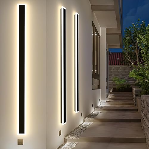 Miniatura 7 de Luces de pared modernas para exteriores, paquete de 2 apliques de pared de 60 pulgadas de largo, accesorios de iluminación LED para exteriores, luz
