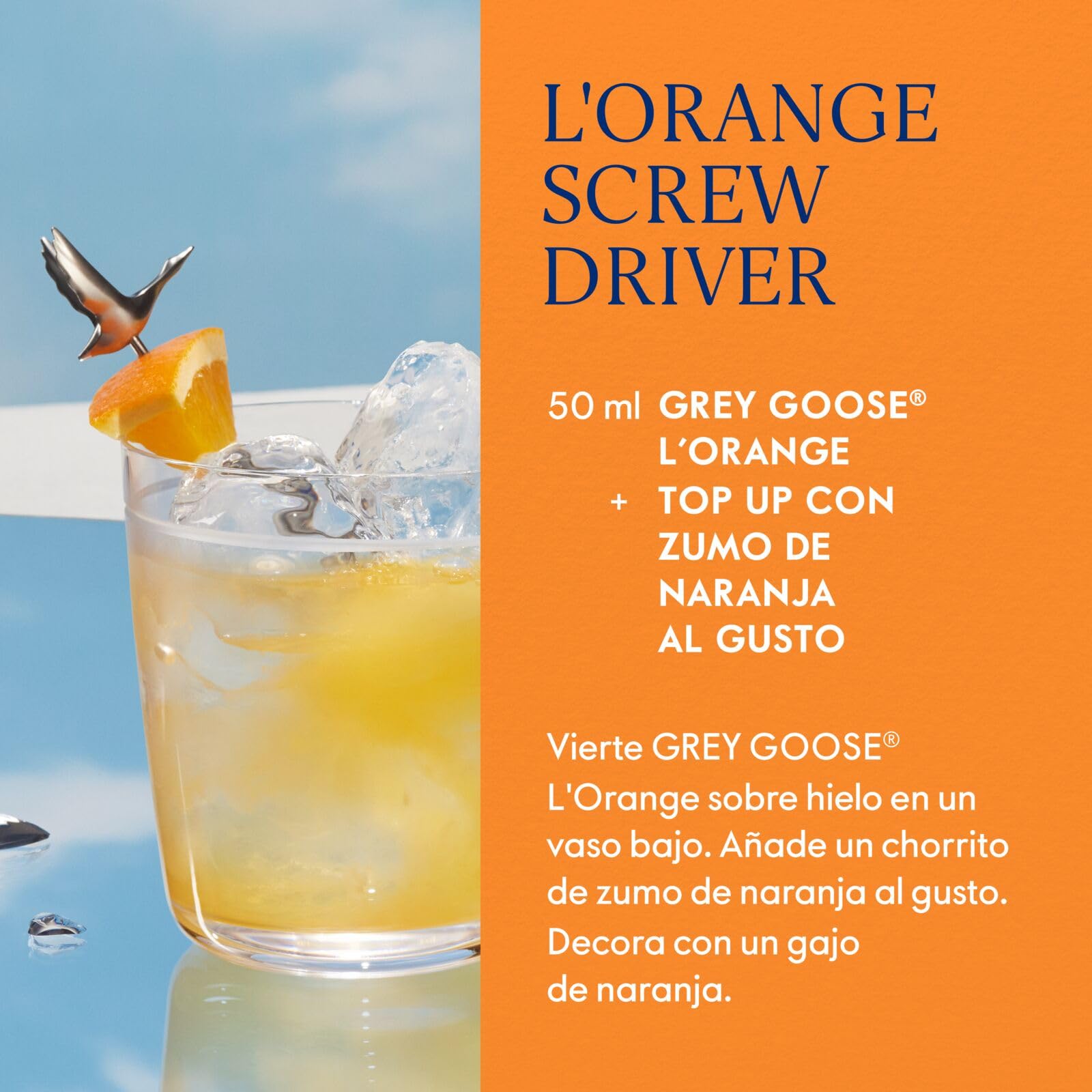 GREY GOOSE L'Orange, ALC. 40%, 100 cl / 1 l, vodka francés de elaborado con vodka GREY GOOSE y esencia de naranjas de Florida