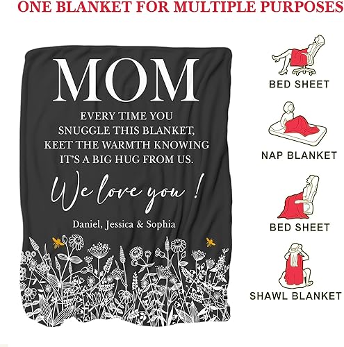 Miniatura 4 de VIRAGIL Regalos para mamá, manta personalizada de cumpleaños, Navidad, de hija o hijo, manta acogedora para celebrar a mamá con amor y gratitud