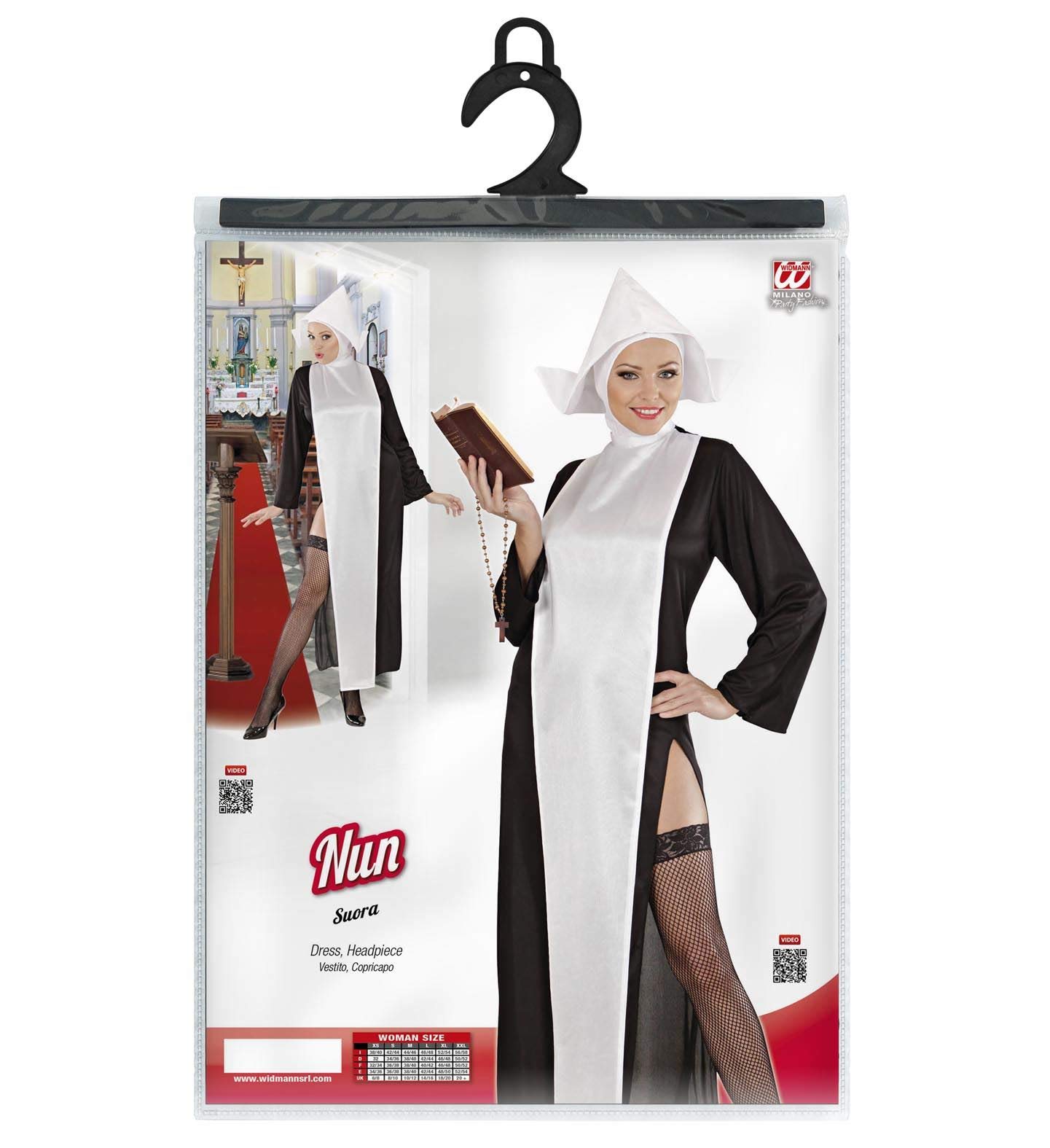 W WIDMANN MILANO Party Fashion - Kostium seksowna zakonnica, zakonnica, kostium kościelny, karnawał