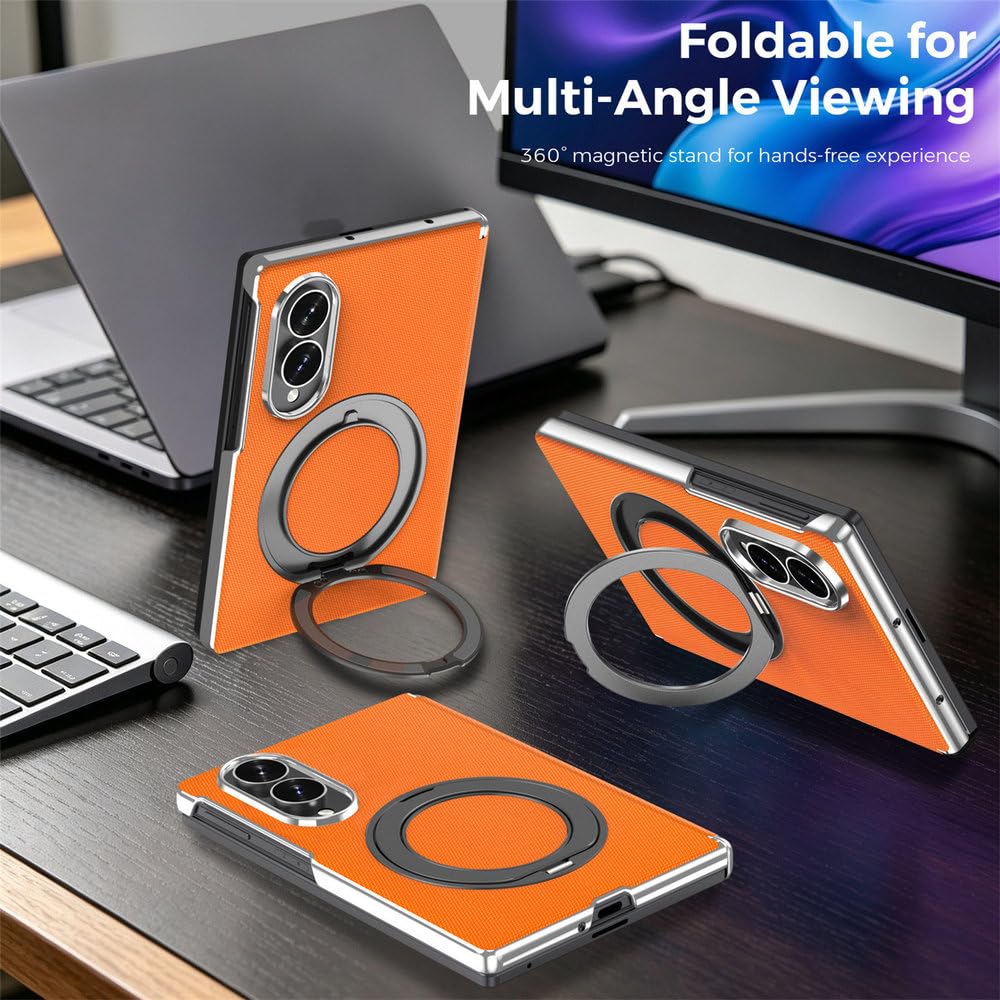 Custodia con supporto magnetico girevole a 360° per Samsung Galaxy Z Fold 8 Ultra 7 6 5 4 con ricarica wireless e antiurto, colore blu picco, per Samsung Galaxy Z Fold 8 Ultra