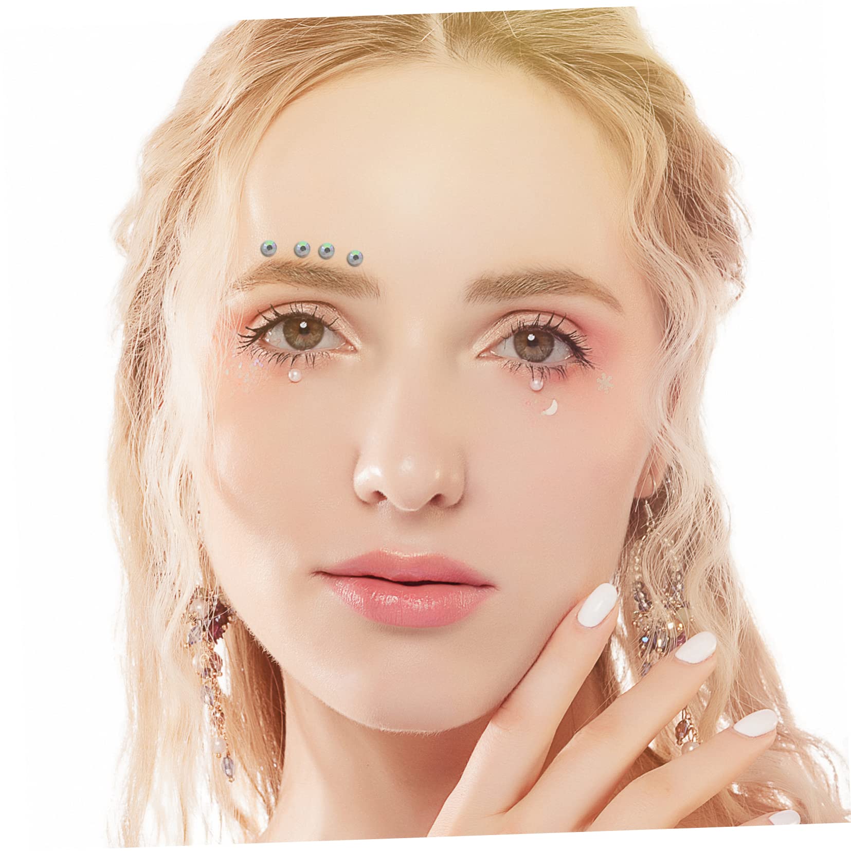 FRCOLOR 24fogli Sticker Di Gemme Per Viso Di Adesivi Strass Per Trucco Decorazioni Faciali Impermeabili e Durature Per Festival e Occasioni Speciali