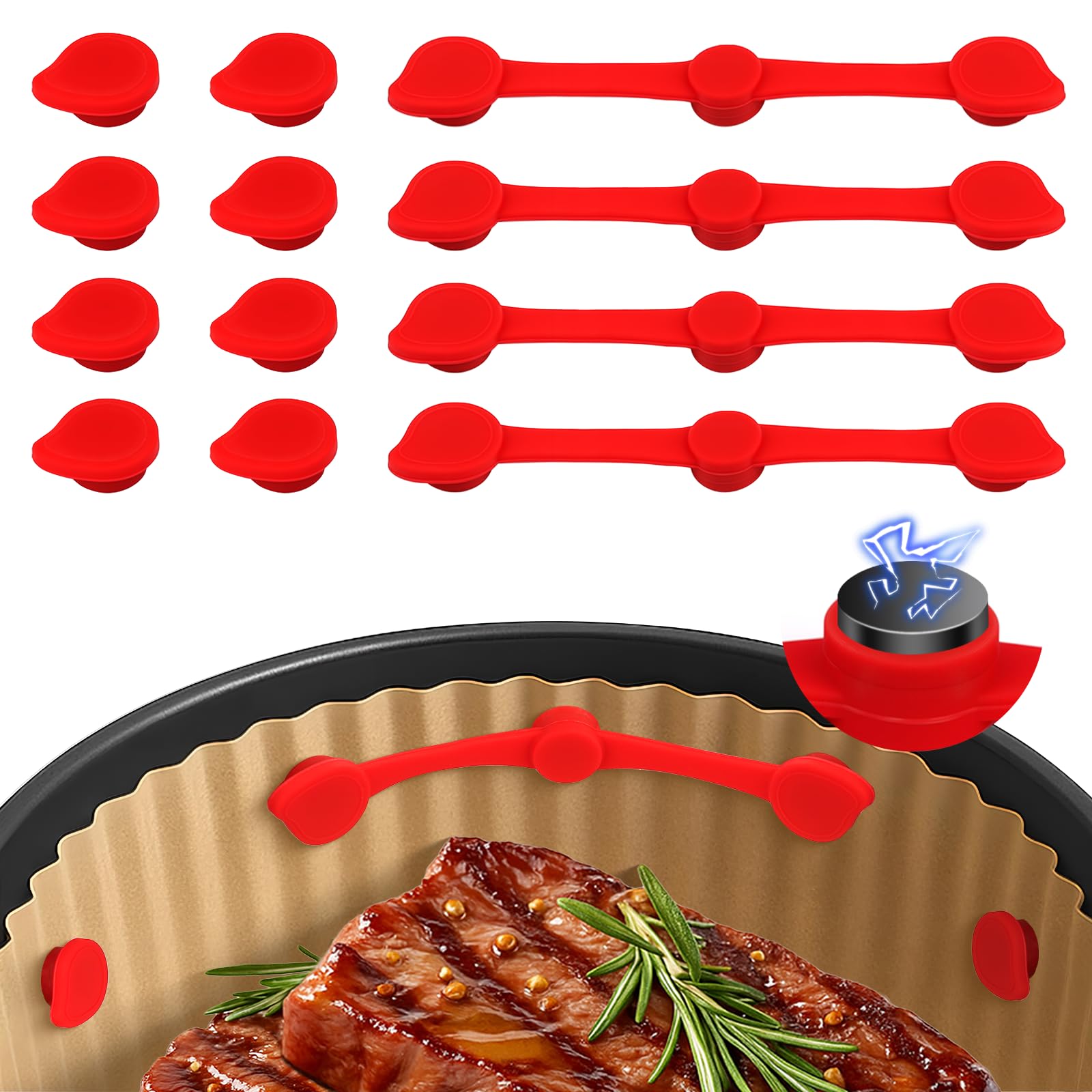 Imanes Evadollina Para Papel De Horno En Airfryer - Set De 4 Hebillas Magnéticas De Silicona Con Forma De Flor