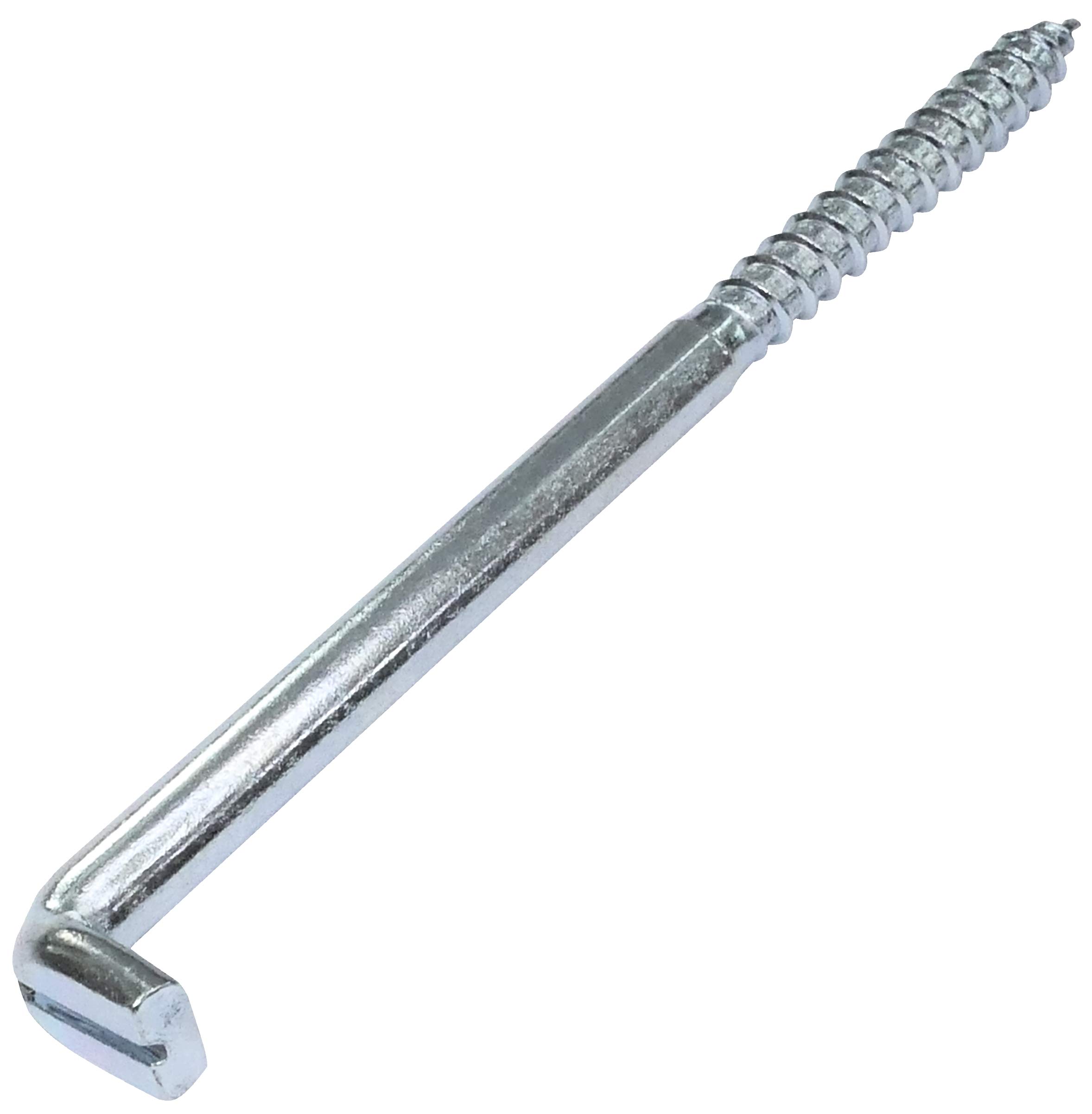 AERZETIX - Juego de 10 Ganchos en Forma de L Ø7x126mm - Tornillo para Madera Roscado - Escarpia para Atornillar - Alcayatas con Rosca - Acero - C48192