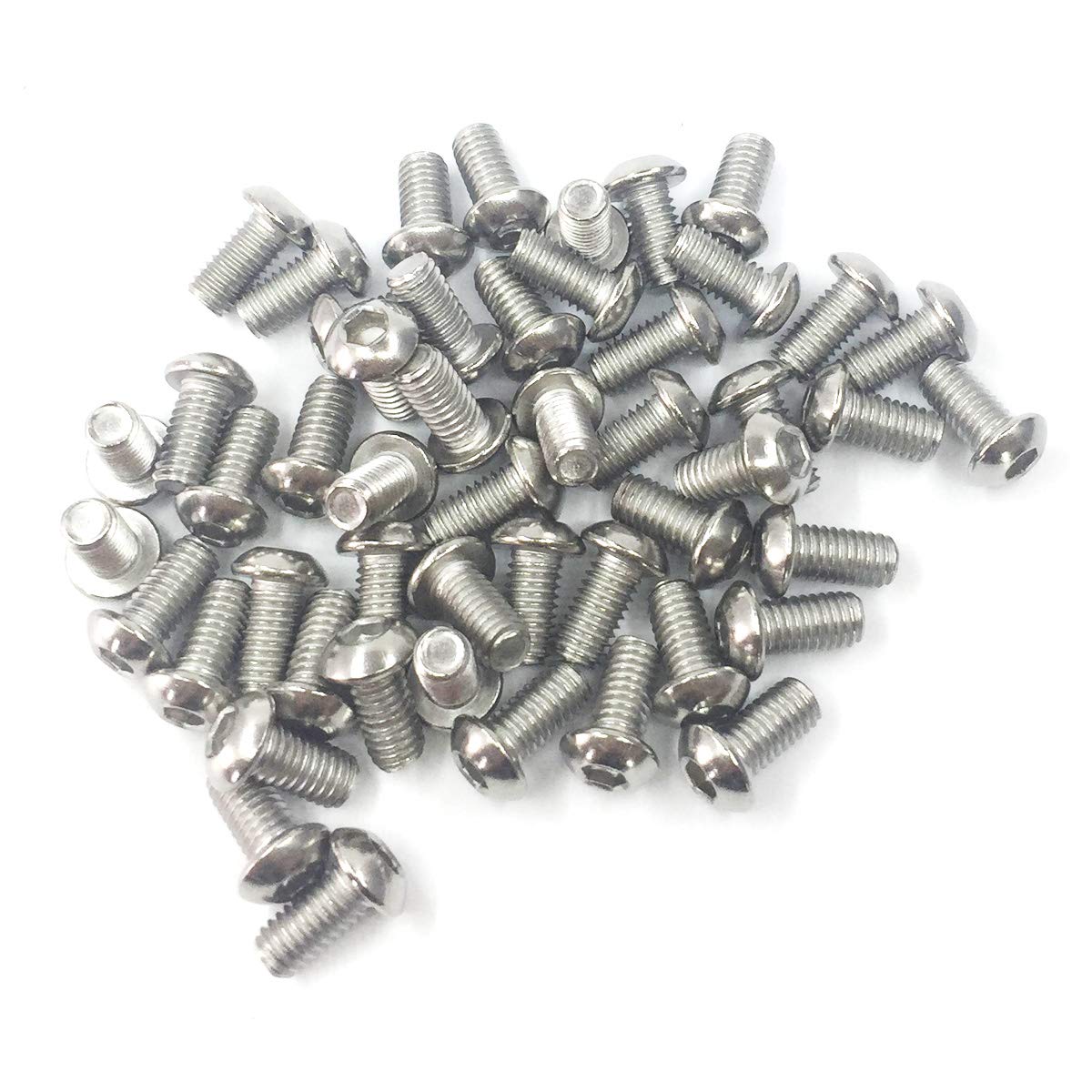 M6-1.00 x 12mm Button Head Hex Socket Cap Screws, Allen Socket Drive, 304 Stainless Steel, Full Thread, Plain Finish?Metric Thread Hex Socket Bolt Fastener 50PCS (M6-1.00 x 12mm)