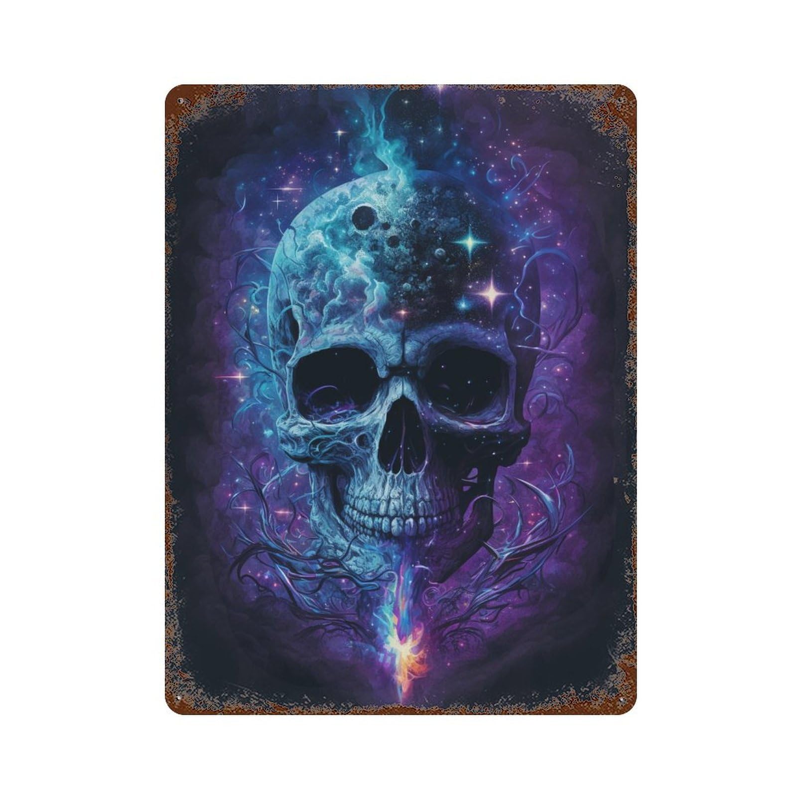 Galactic Skull Art Print -1 Aged Metal Wall Plaque 15.7"x11.8", for Office, Studio And Wall Decor, Novelty Wall Decor