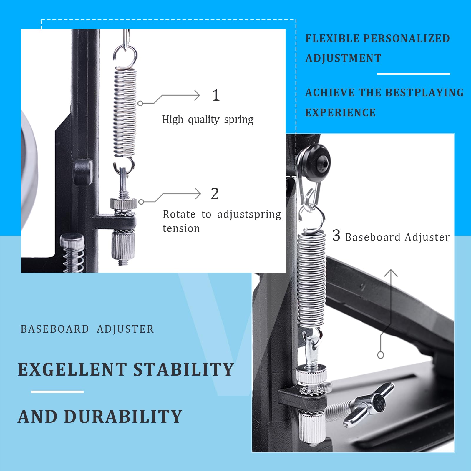 Doppio Pedale Batteria, Doppio Pedale con Doppia Catena, Doppio Pedale, Accessori per Percussioni Professionali (V-ST13)