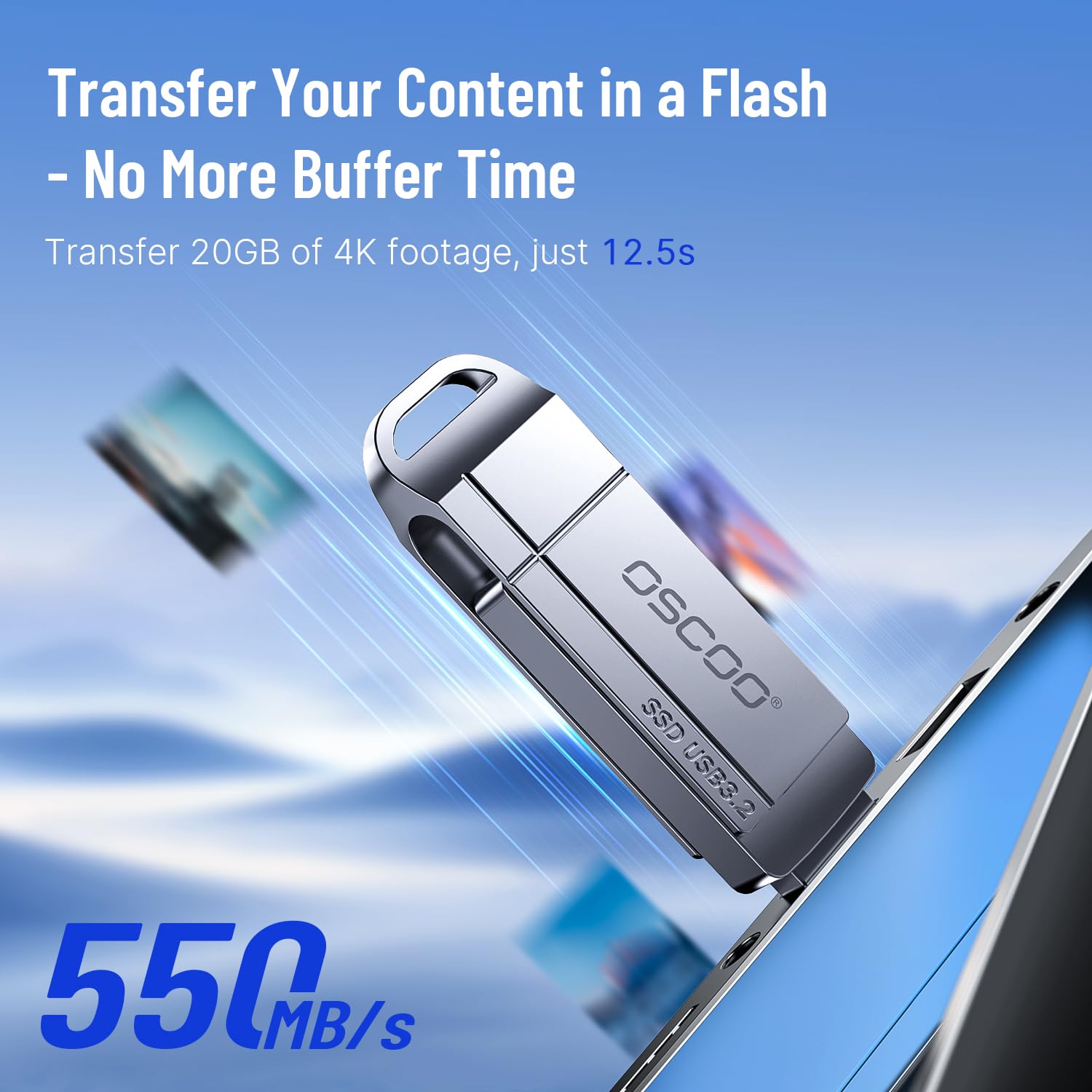 128GB SSD Flash Drive, Up to 550MB/s–USB 3.2 Gen1 Thumb Drive, Dual USB-C & USB-A Ports, Compatible with iPhone 15/16/17, Android Phones, Mac – Photo & Video Backup