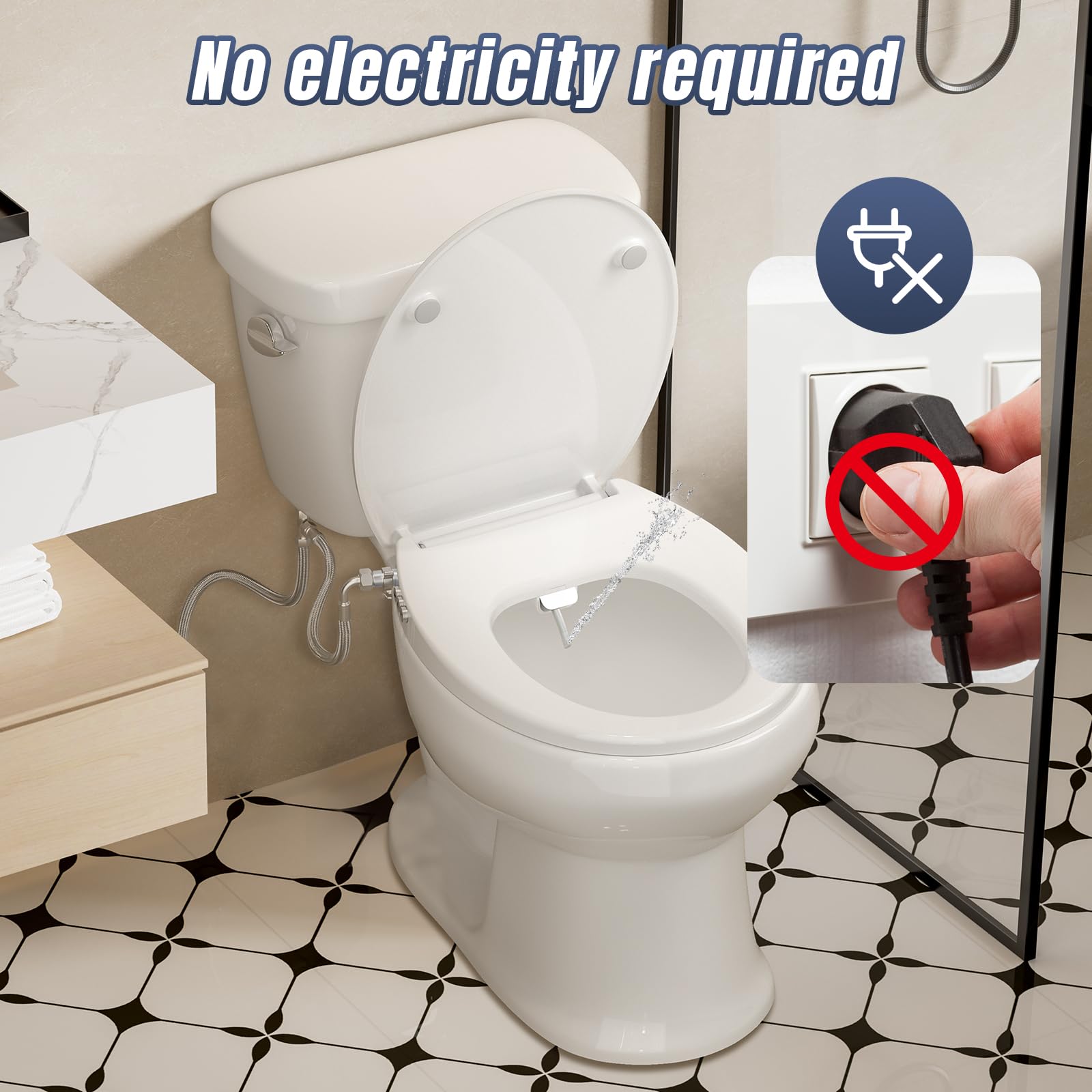SAMODRA Sedile WC a forma di O bidet, WC con freno di caduta, lavaggio dei fianchi, lavaggio femminile e auto, pulizia (forma O - pulsante)