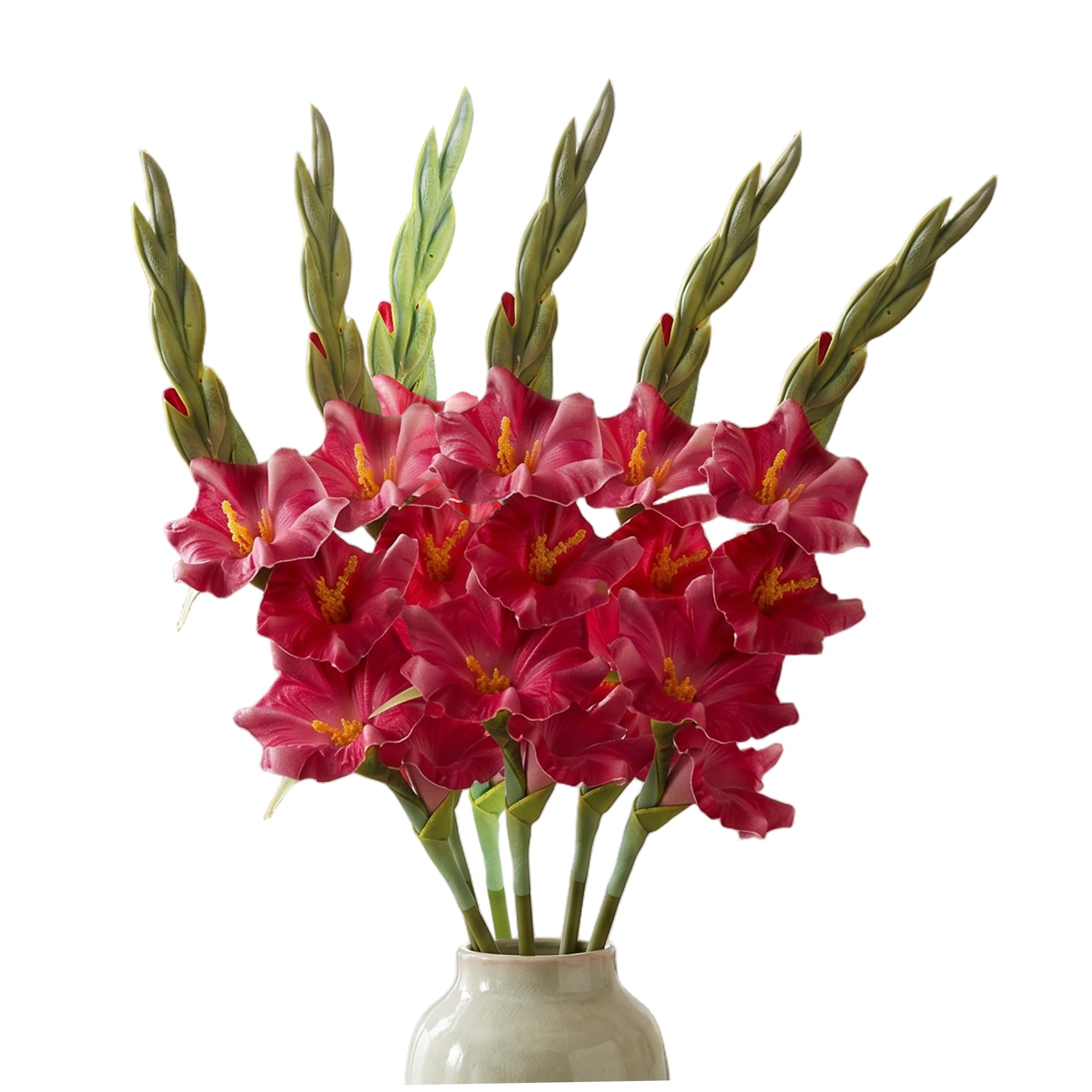 Tsawntd 6PCS Gladiolus Artificial Flowers, 22in Realistic Faux Flowers for Vase, Lifelike Flower Stems for Home Decor, Rose Red Delphinium Artificial Faux for Vase Flower
