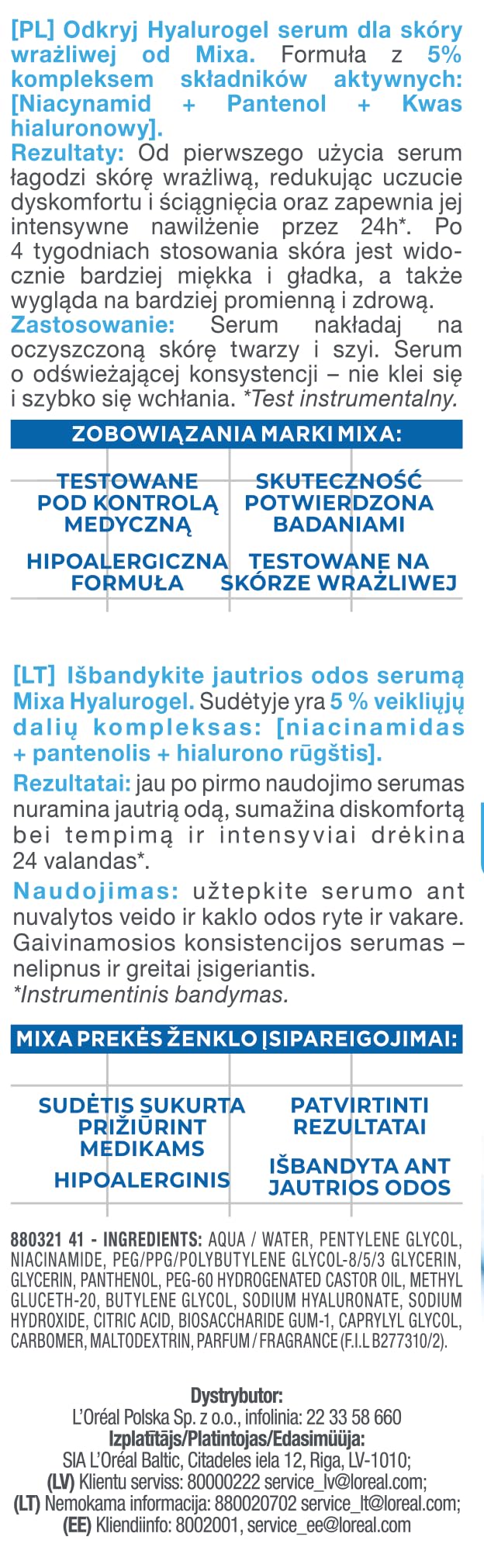Mixa Hyalurogel Serum dla Skóry Wrażliwej 30ml