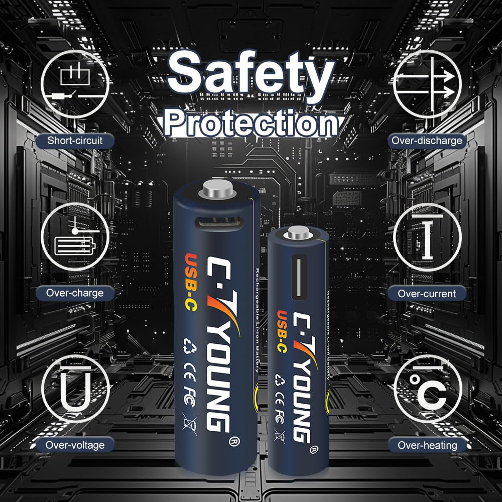 GreenEarth Baterías AA Recargables USB | 1450 MAh | Cargador USB De Carga Rápida | 500 Ciclos Reutilizables | NiMH Doble A 1.2 V (paquete De 2