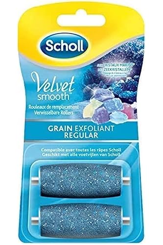 Scholl Rouleaux de Remplacement Velvet Smooth - Grain Exfoliant aux Cristaux Marins - Recharge pour Râpe Pieds - A Changer Tous les 3 Mois pour des Résultats Optimaux - x2 - Aux Cristaux Marins