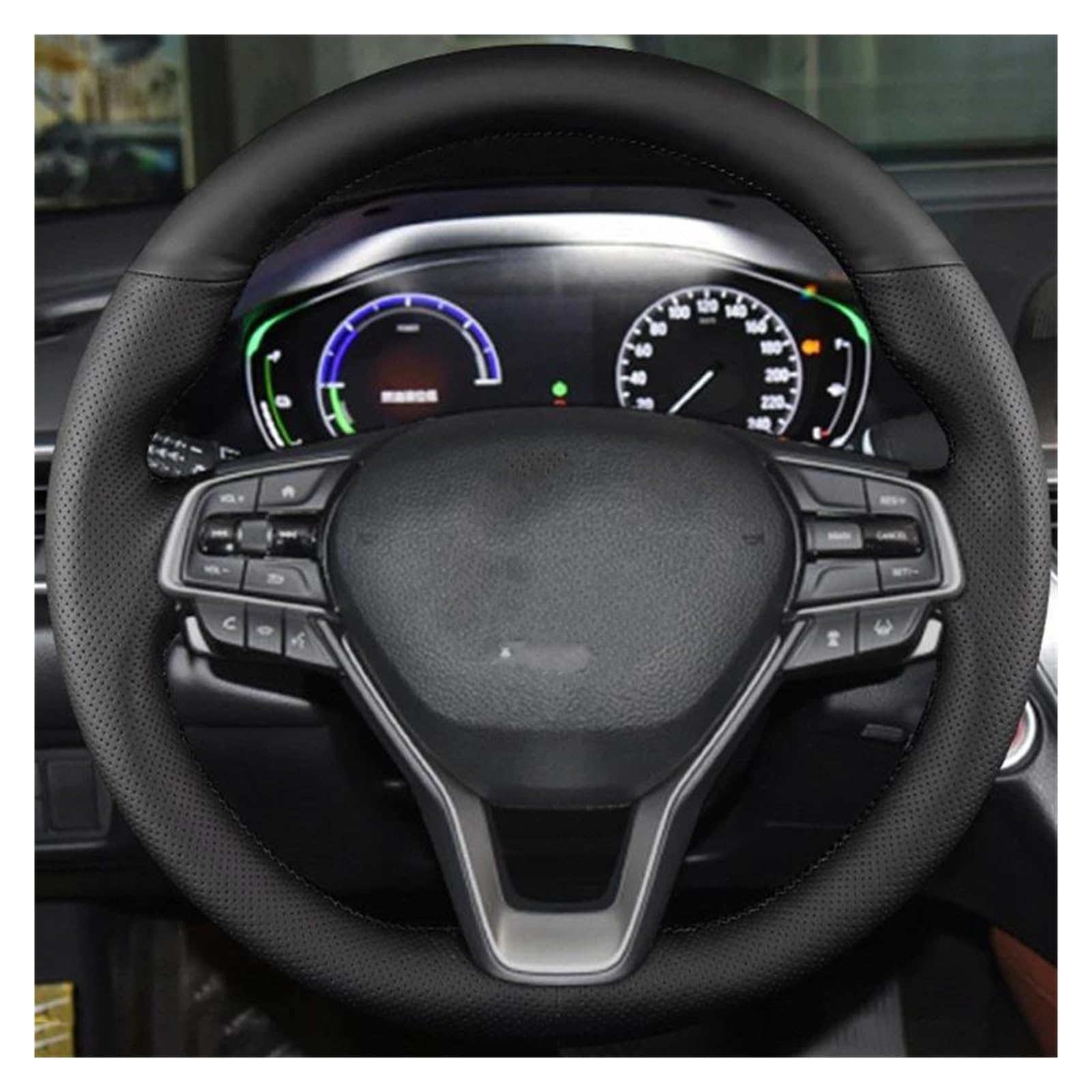 Volantes Cubierta Trenzada para Volante Coche Cuero Genuino para Accord 10 2018-2019 para Inspire 2018-2019 para Insight 2018-2019 Funda Volante(Red Blue Thread)