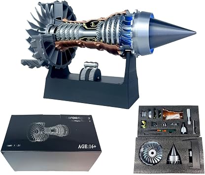 TR900 Turbofan Engine Kit That Works, Aero Aircraft Engine Model with Light, Adjustable Speed 3D Printed Assembly Mechanical Engine Physical Experiment