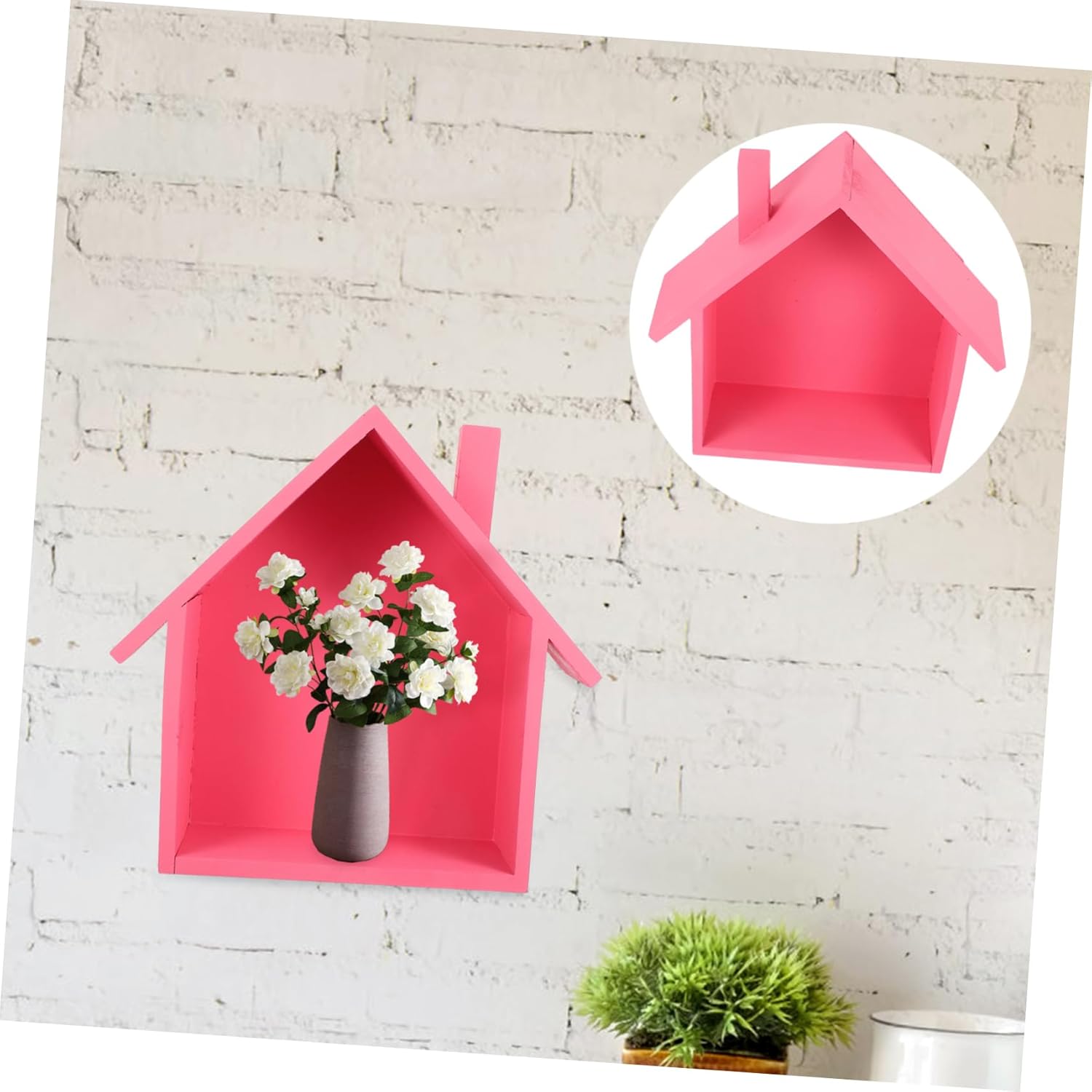 Cabilock Small House Wall Shelf Wooden Storage Rack for Living Room Bedroom Office Functional Decorative Organizer for Collectibles