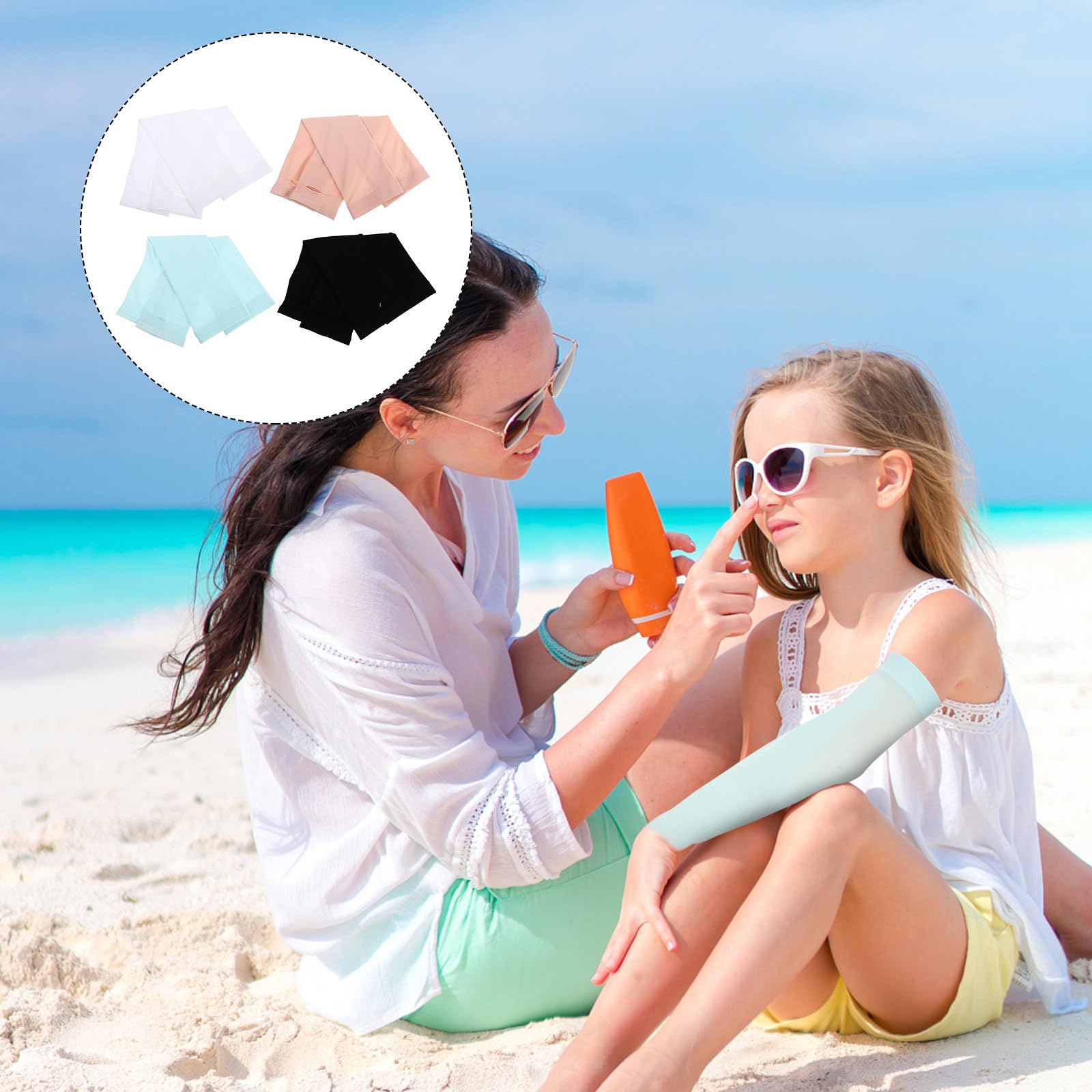 CALLARON 4 Paires De Manches Anti-soleil Enfants, Nylon/spandex, UV, Extensibles, Pour été Et Sports Outdoor