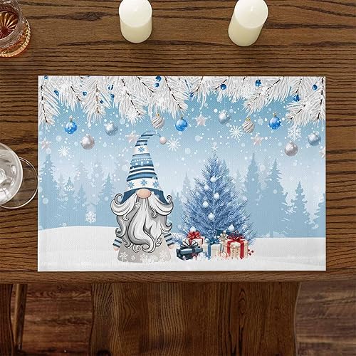 Vista 270 de Juego de 6 manteles individuales rojos para el día de San Valentín, diseño de corazón de San Valentín, resistentes al calor, lavables, manteles