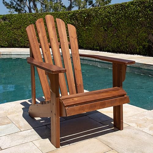 Miniatura 2 de Shine Company - Silla Westport de madera Adirondack, sillas para patio al aire libre con hoguera, respaldo y asiento preensamblados, roble