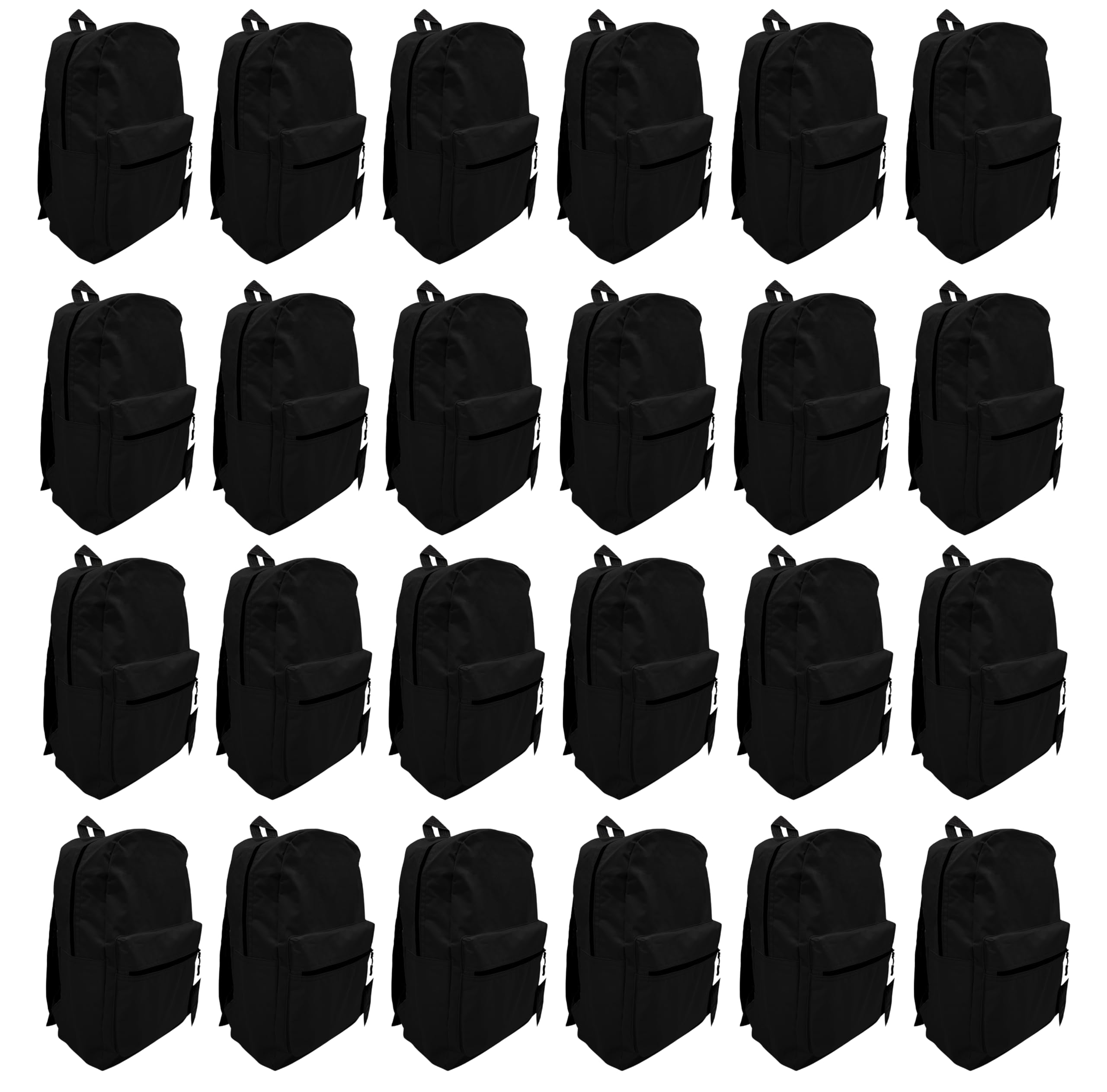 24 Pack Backpack, Bulk 17 inch Outdoor Travel Zippered Bags Bulk Pack for Corporate Events (Black)