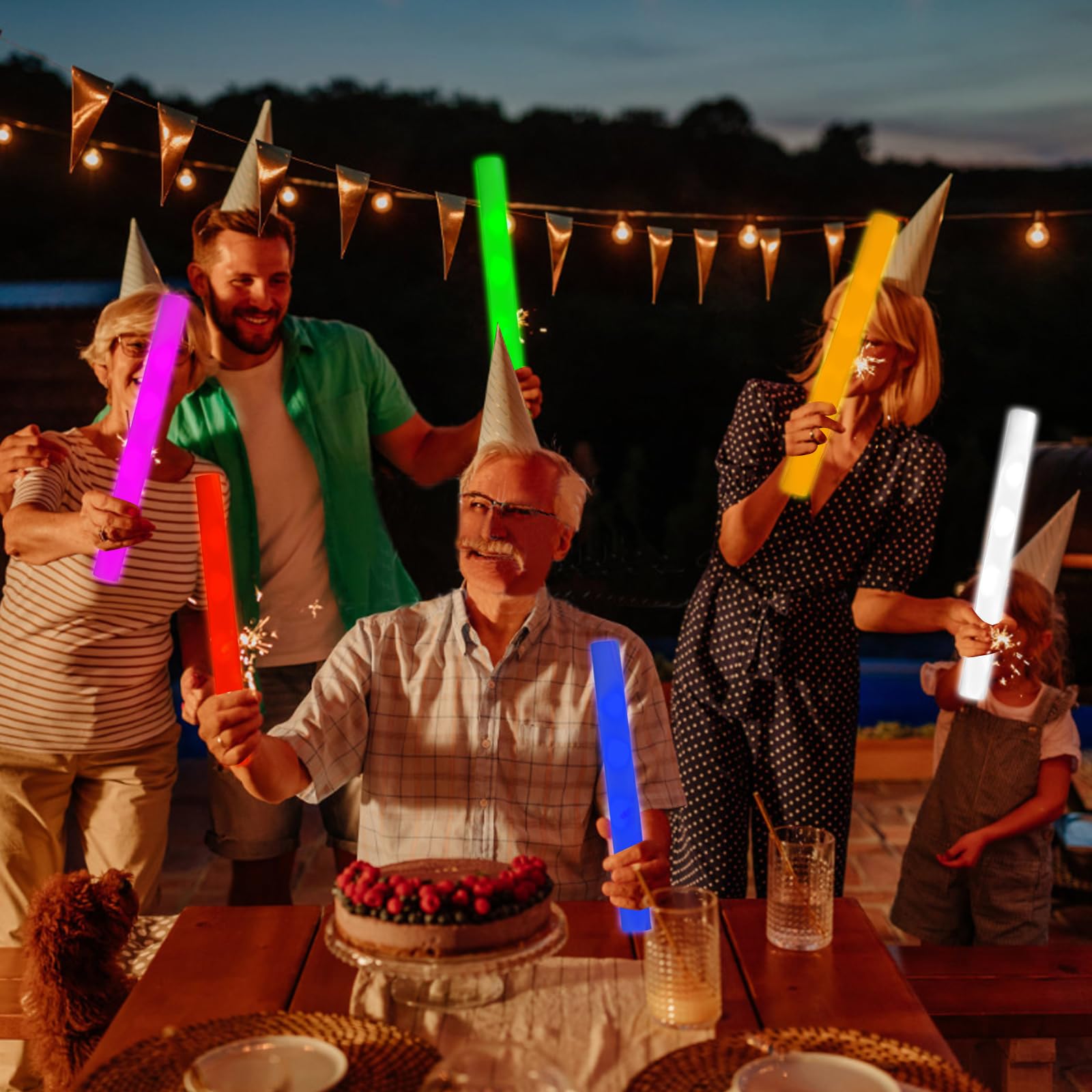 Bastoncini di schiuma fluorescenti, 36 pezzi, arancioni, giganti, luci a LED, lampeggianti, per feste, matrimoni, rave, concerti, compleanni, Natale, Halloween, eventi sportivi