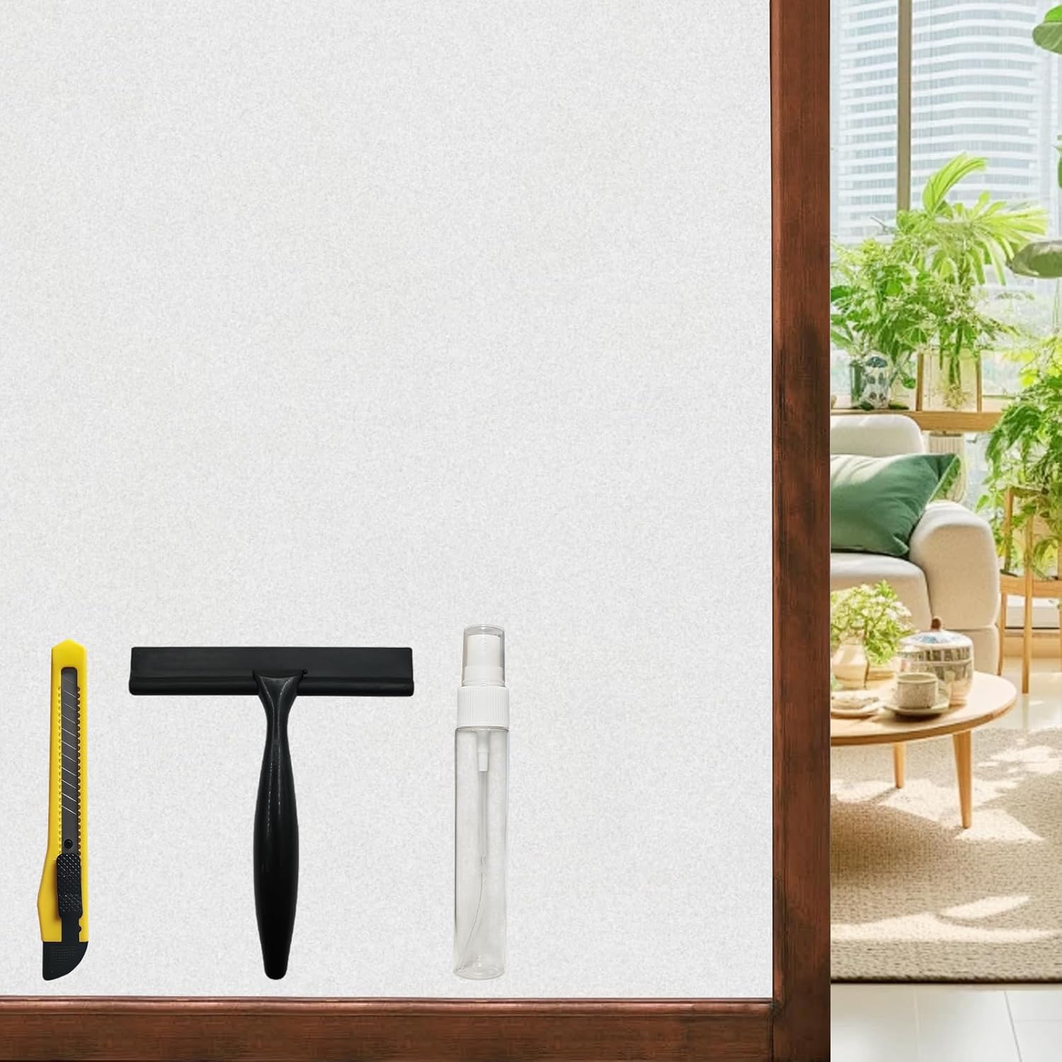 Window Privacy Film Bathroom Frosted Glass Window Decoration UV Blocking Reusable Heat Insulation Static Electricity Adsorption Soft Light Living Room Office 23.6 x 78.7 Inch,Pure Pure 23.6"×78.7"