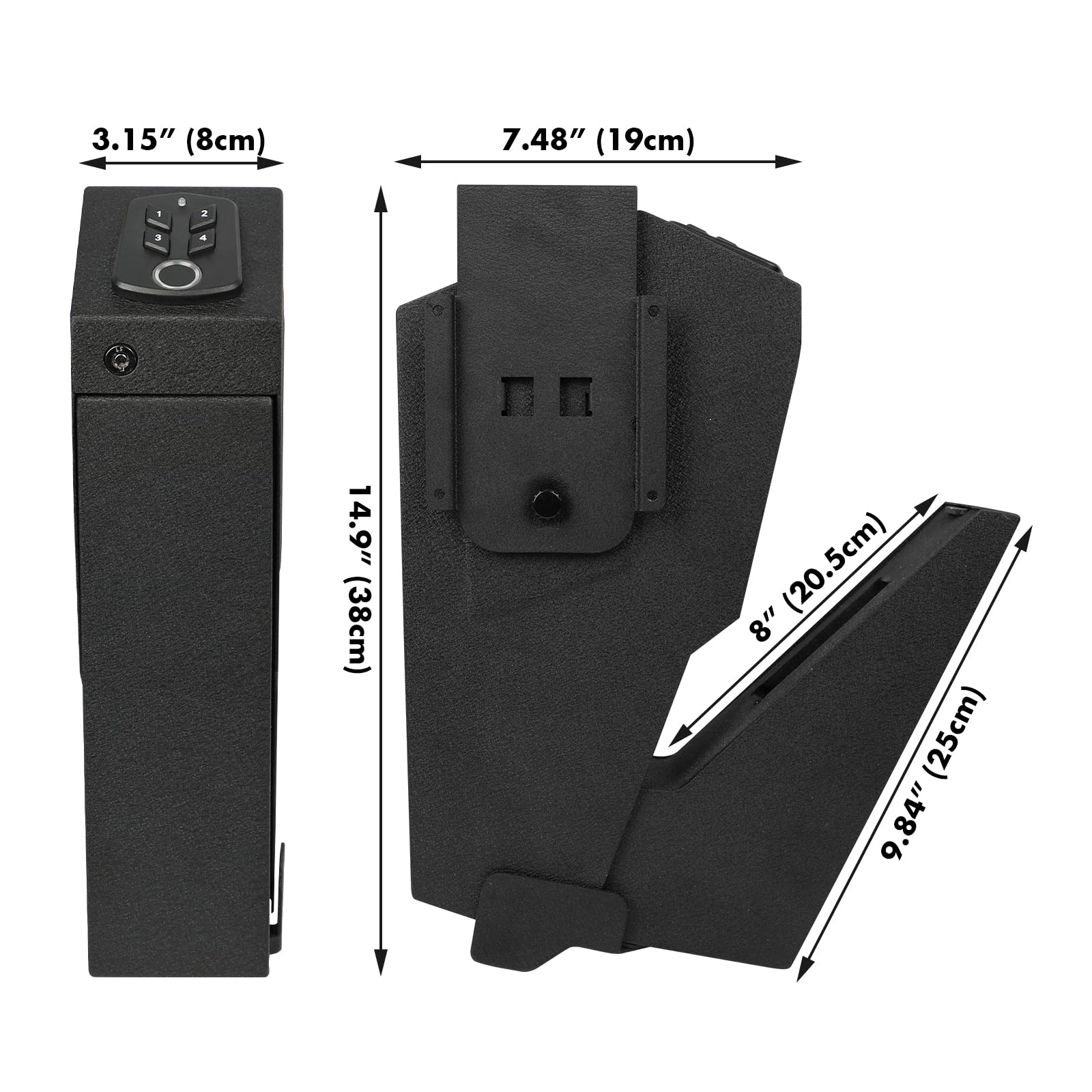 AUREOLE Mounted Gun Safe Biometric Quick Access Handgun Safe with Fingerprint Keypad Lock Single