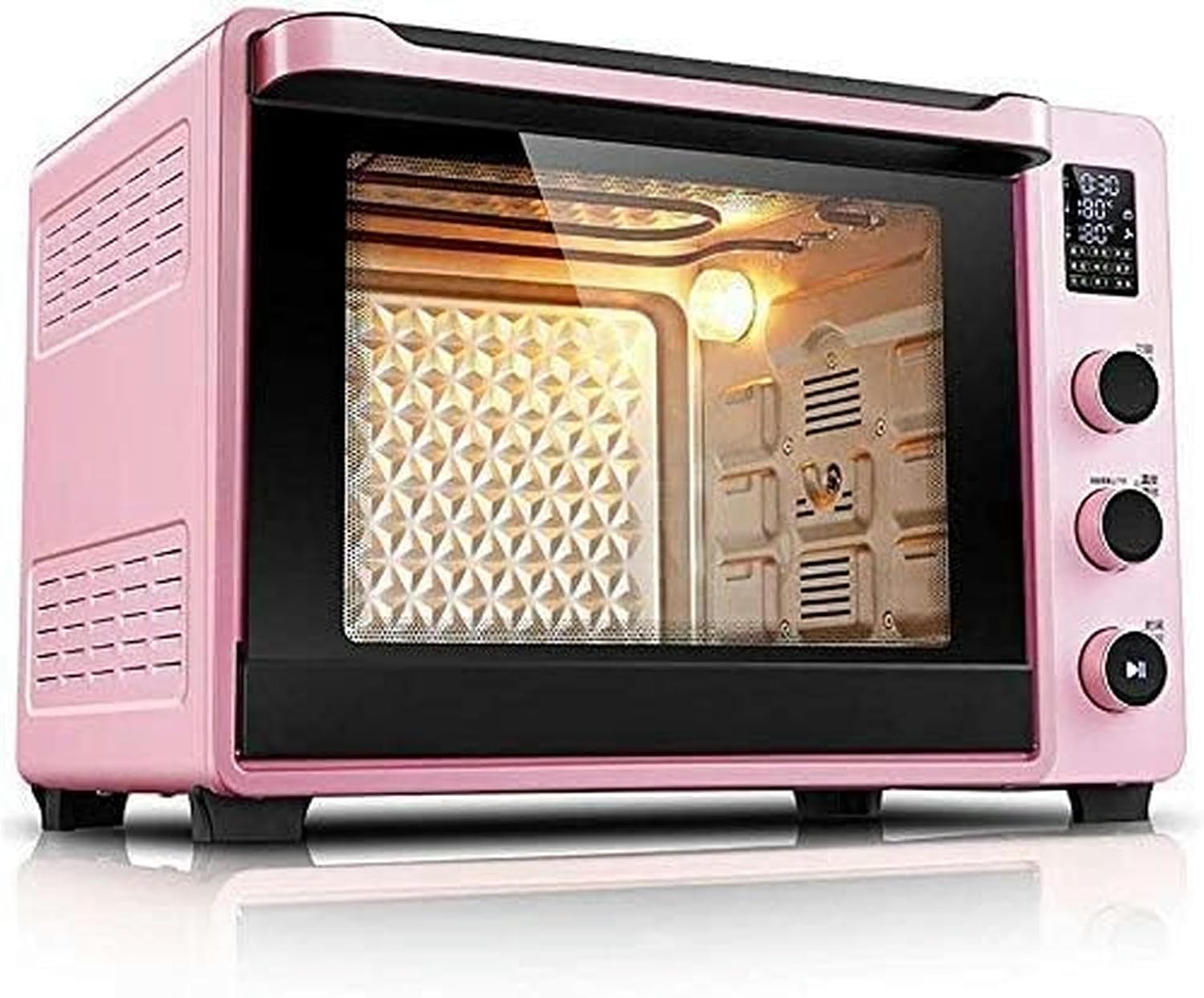 Multifunction Oven, Mini Electric Oven With Heating Plate, Domestic Cake Oven, Automatic Convection Countertop Oven Of 40 L Automatic Convection Countertop With LED Screen (pink)