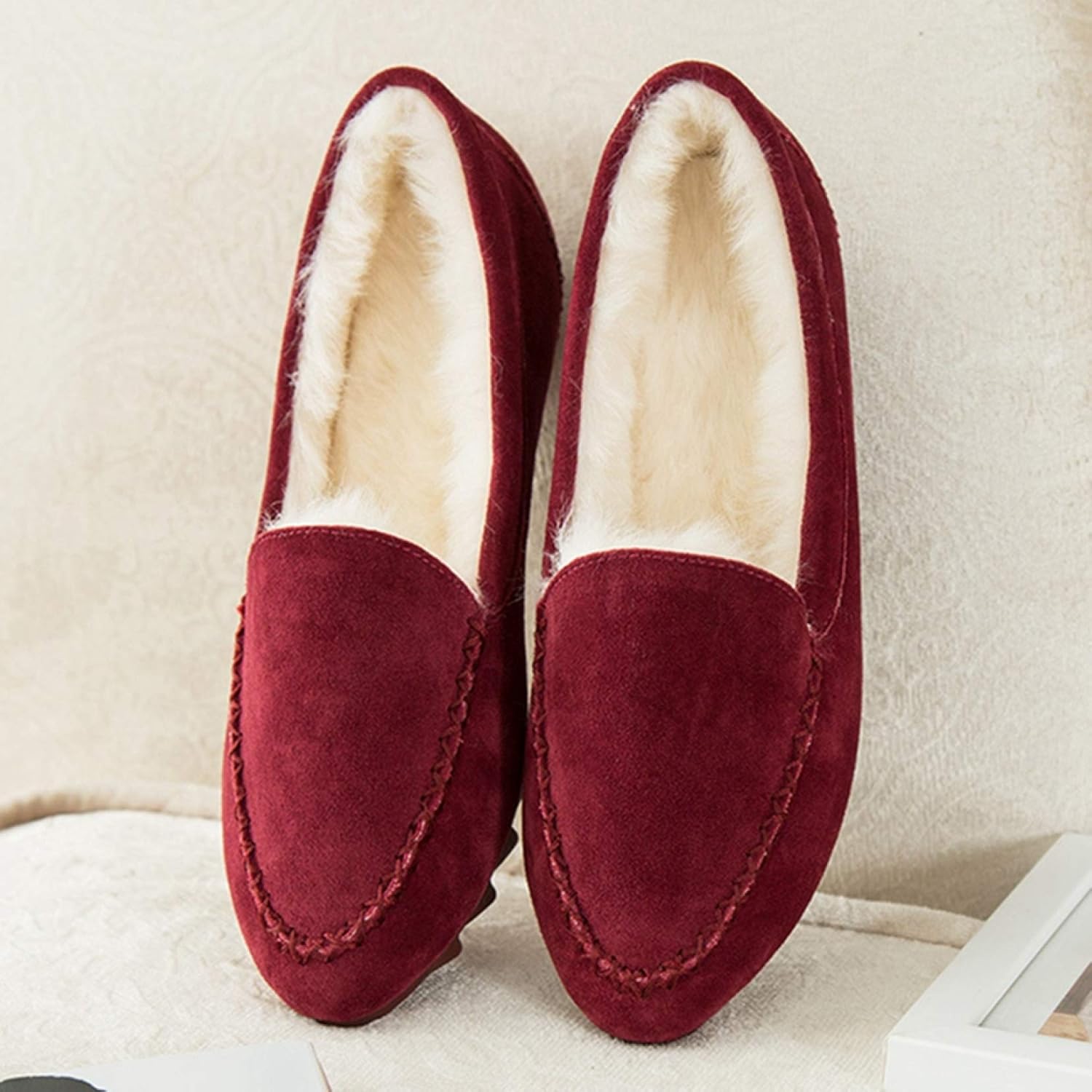 [ムリョシューズ] レディース 靴 モカシン ローファー パンプス スリッポン ワインレッド 大きいサイズ 26.0cm 秋 冬 ム