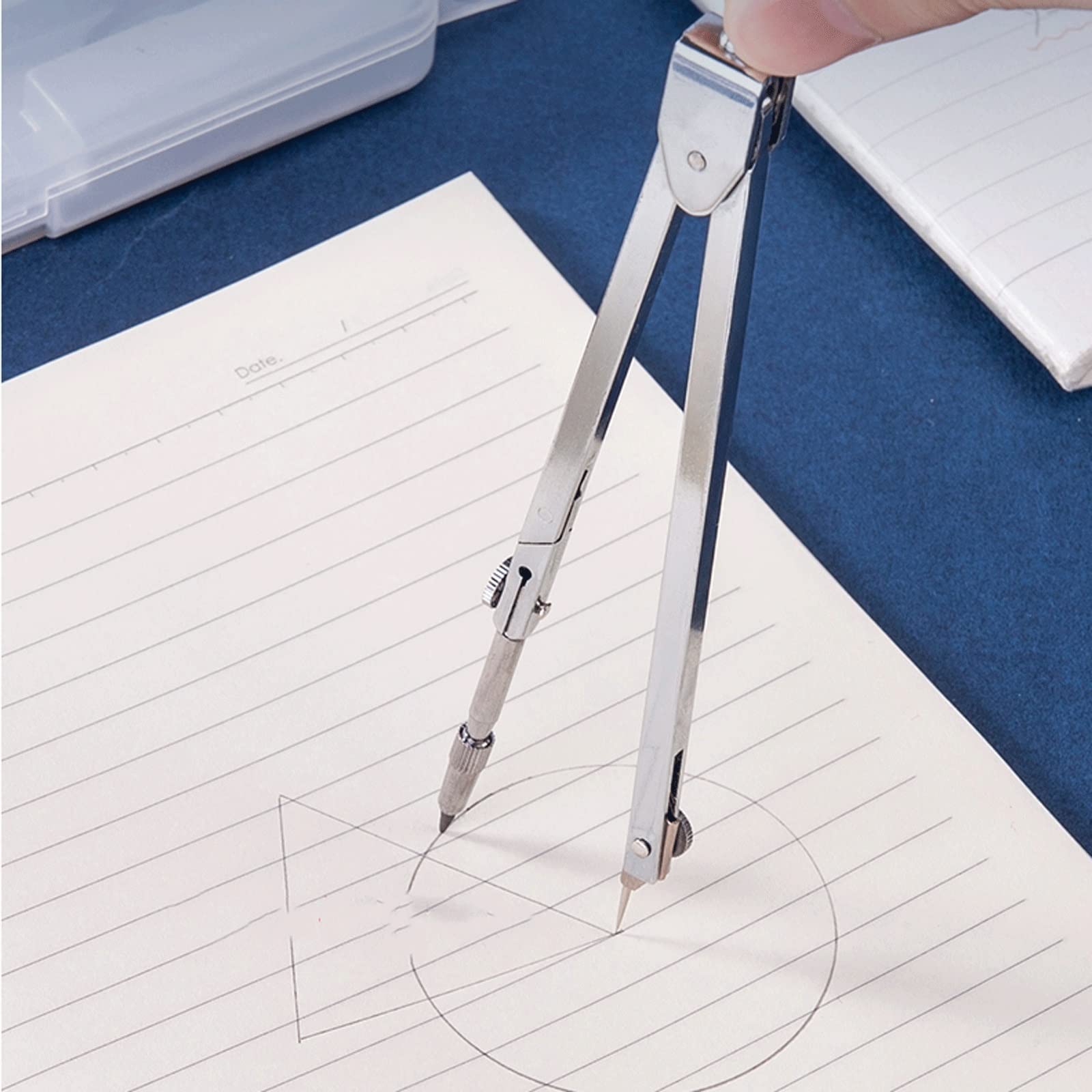 Kompass-Geometrie-Kit Geometrisches Kompass-Set Metall-Zeichenwerkzeug Professioneller Kompass und mit Bleistift gefüllter Schülerbedarf Kreis-Zeichenwerkzeug-Kompass-Set (Color : Silver) (Silber)