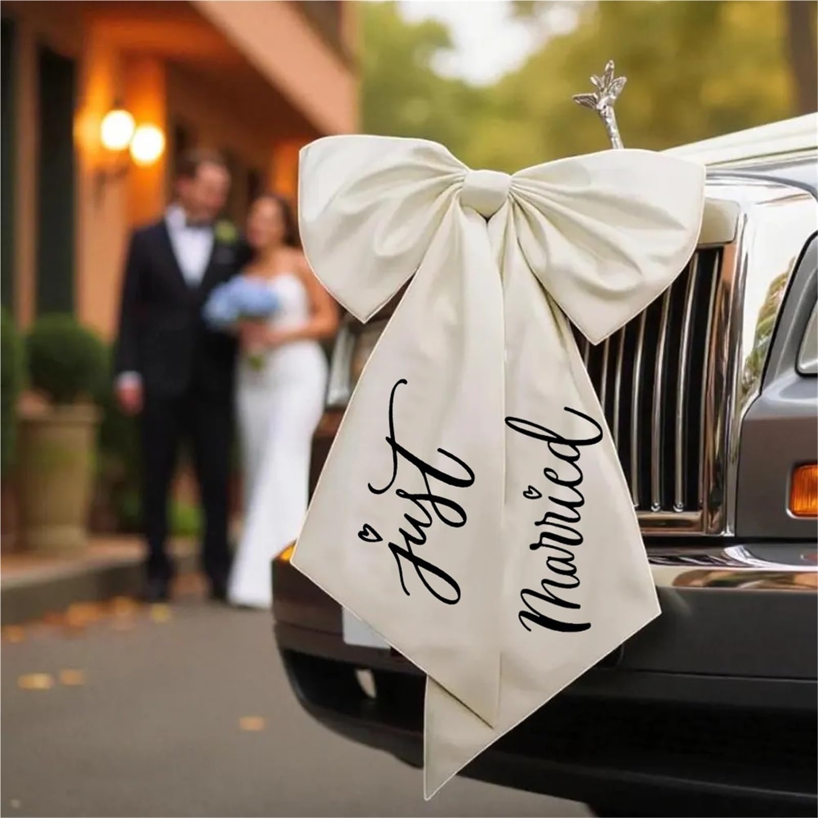 Große Satinschleife 60 x 100 cm Just Married Auto-Schleifenband for Hochzeit, Foto-Requisite, Outdoor-Szene, Dekorationszubehör(Color-3)