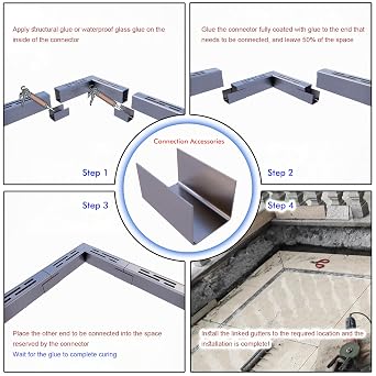 Slimline Drainage Channel 3.5cm W 1 Pc,Silver Channel Drain,Trench Drain