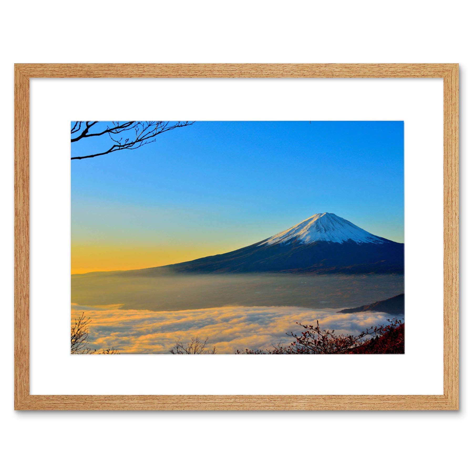 Wee Blue Coo Landscape Landmark Japan Mount Fuji Framed Wall Art Print