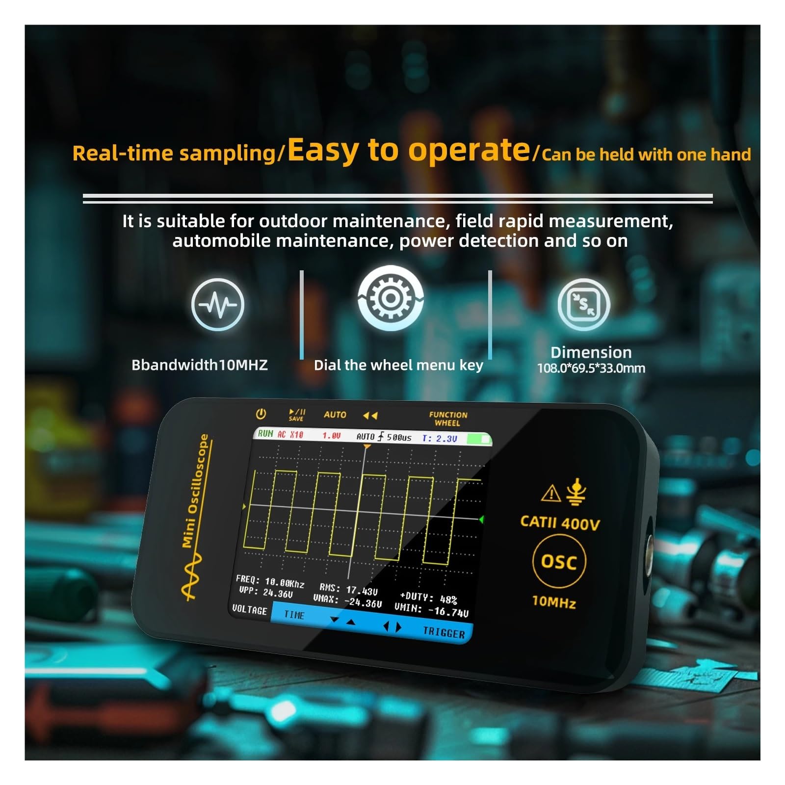 NUEVOS osciloscopios digitales portátiles OT3, frecuencia de muestreo 48 bits, ancho banda analógico 10 MH/z, compatibilidad con actualización firmware y almacenamiento formas onda(OT3 Oscilloprobe)
