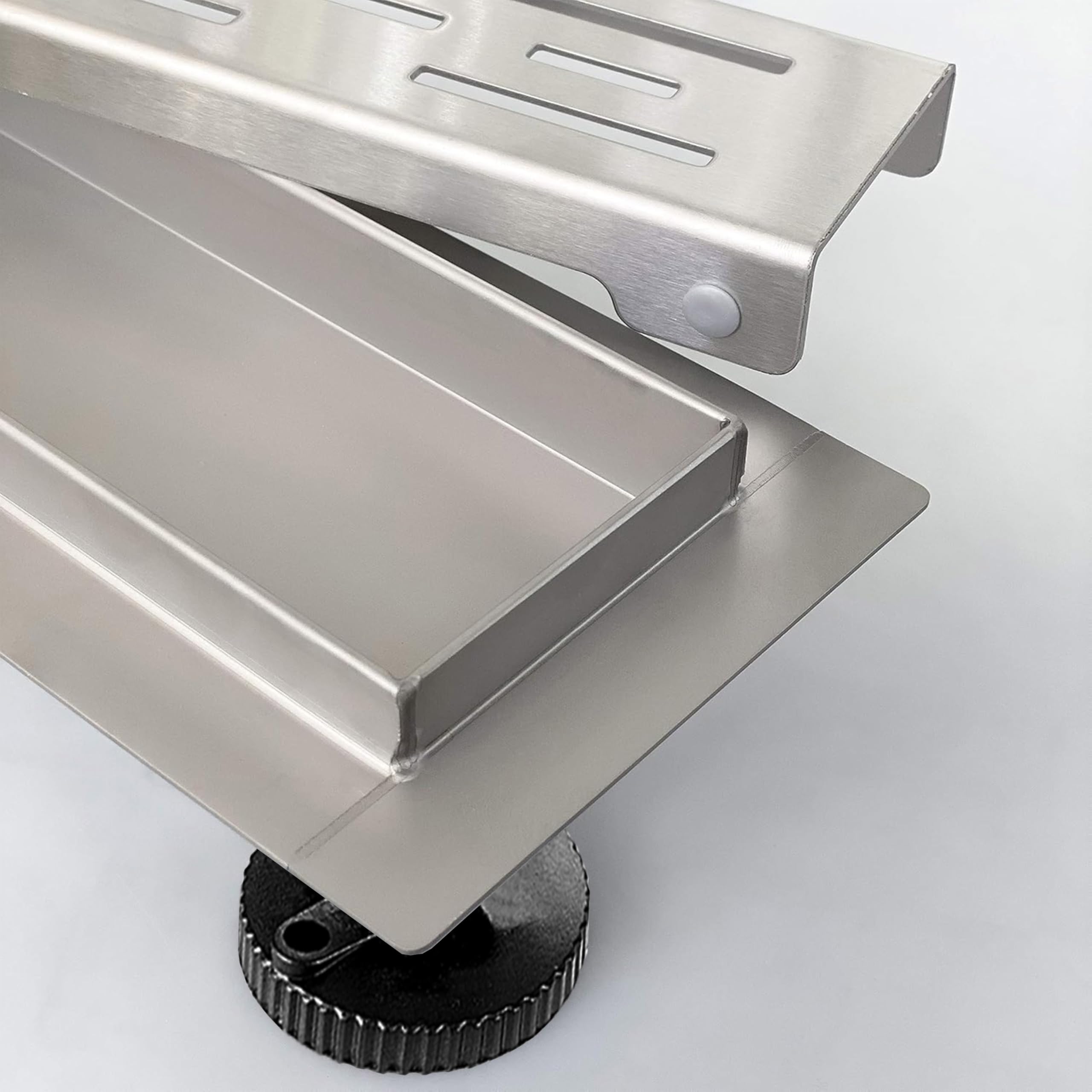 Caniveau de douche 70cm, gouttière d'écoulement en acier inoxydable plate, siphon avec système anti-odeurs, tamis à cheveux pour évacuation de douche, écoulement de sol pour salle de bains
