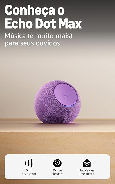 Echo Dot Max Alexa Som Hub Inteligente Roxo
