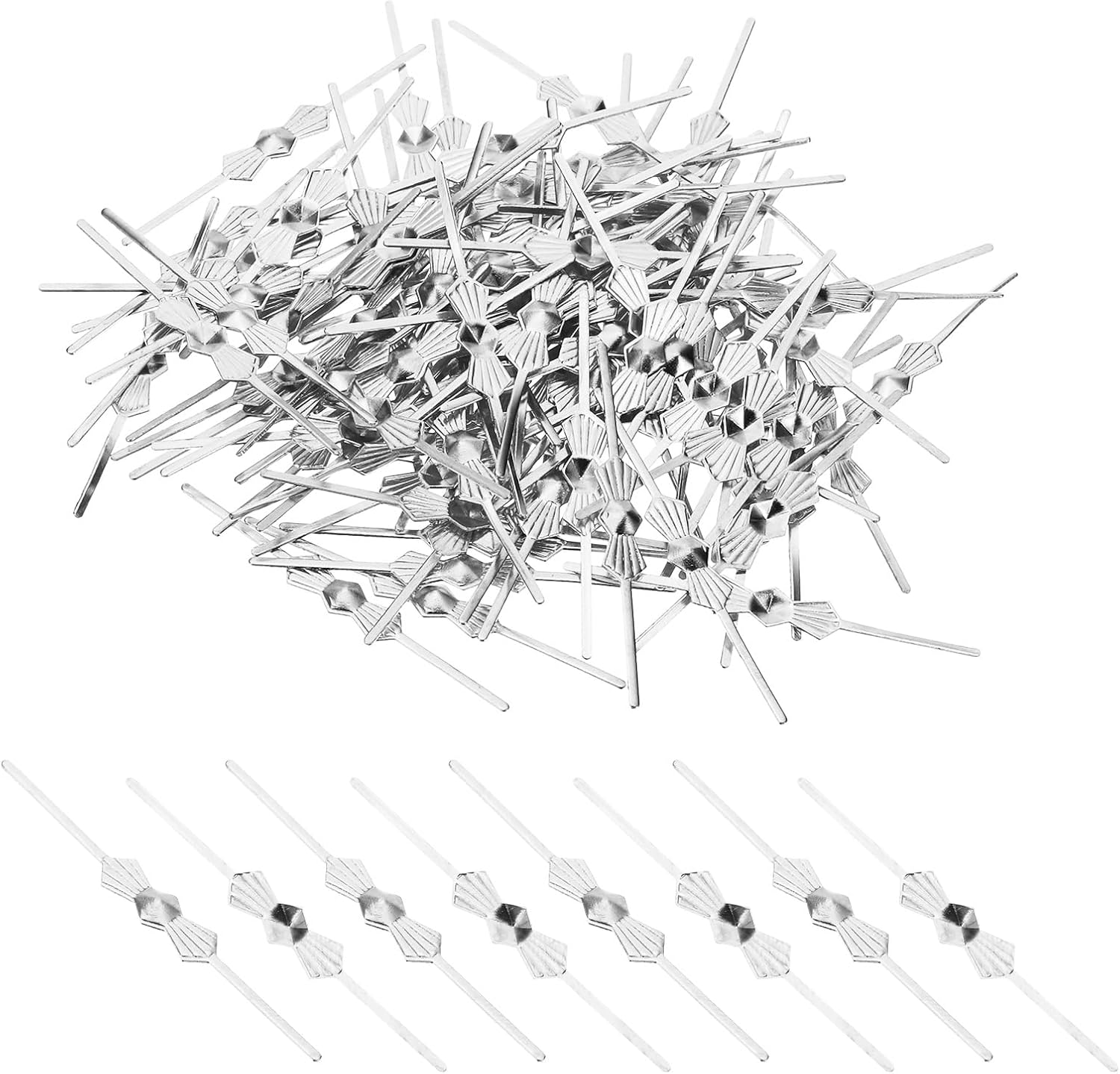 PATIKIL 45mm/1.77" Chandelier Bowtie Clips, 300Pcs Copper Chandelier Connectors Clips for Fastening Crystals Parts, Chandelier Replacements, Chrome Tone