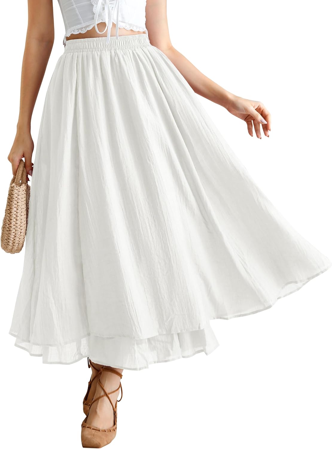Scarlet Darkness Renaissance Maxi Skirt for Women Flowy Long Boho Skirts with Pockets