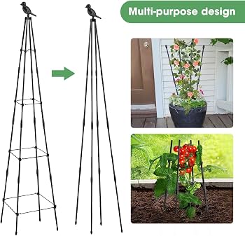MYMULIKE Obelisco Per Piante Rampicanti – Supporto In Metallo 189x27 Cm, Regolabile In Altezza E Forma