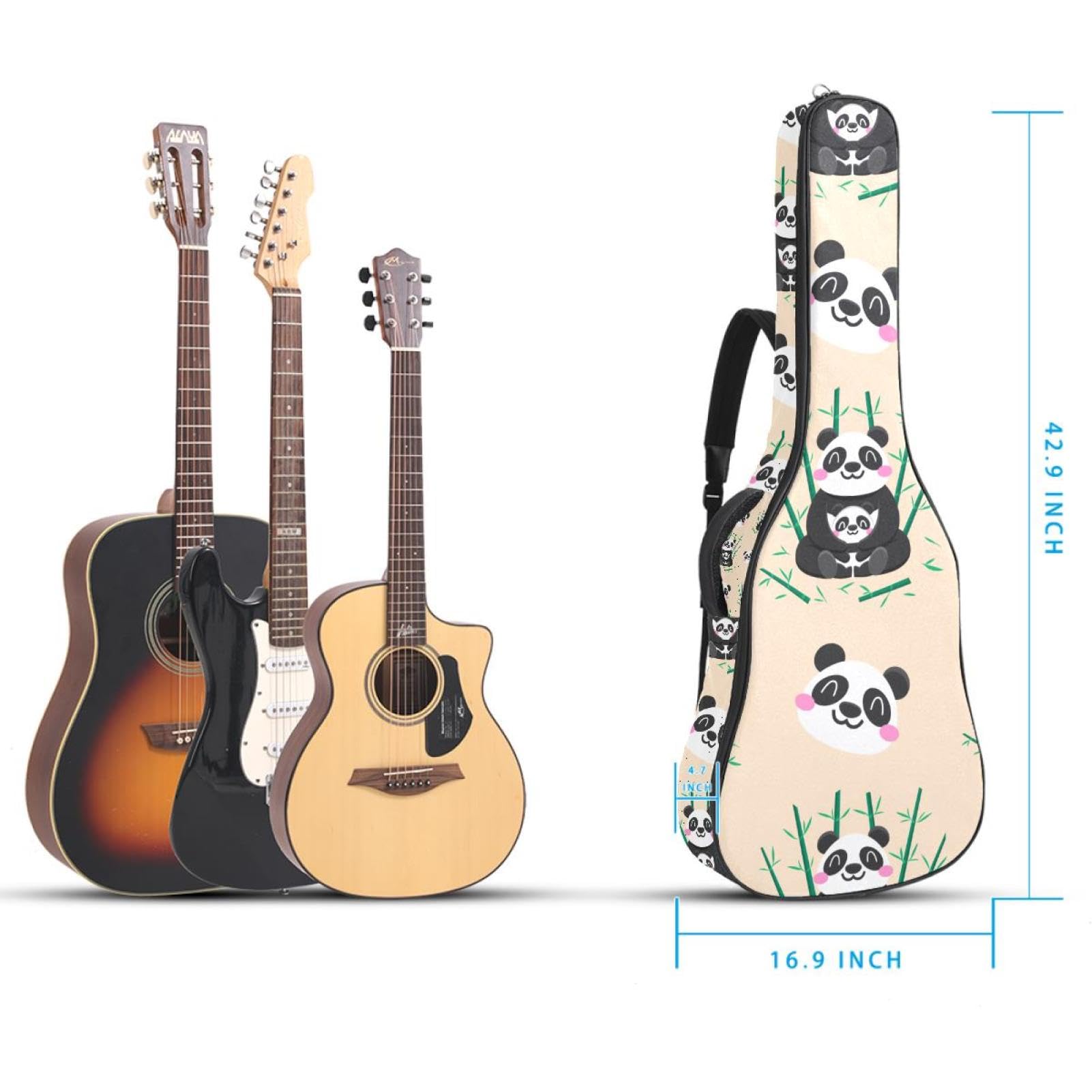 Torba na gitarę akustyczną wodoodporny plecak na gitarę grubo miękka wyściełana panda klasyczna obudowa na gitarę, wielobarwny, 42.9x16.9x4.7 in, Organizer do torby