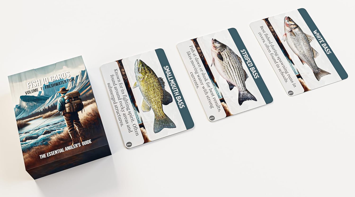 Freshwater Fishing ID Cards: Waterproof, 52-Identification Card Set for Anglers - Learn Fish Species, Techniques, & Tips. The Ultimate in Fishing Accessories, fits in Any Tackle Box.