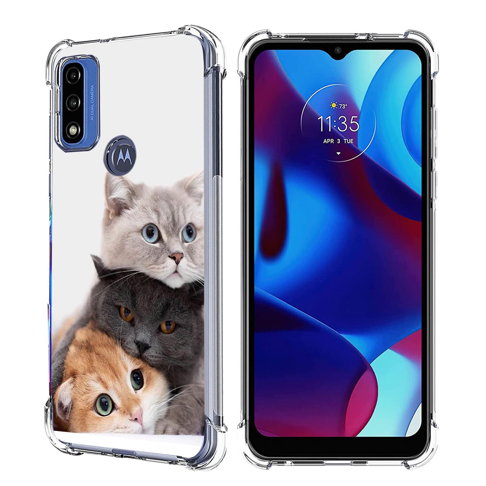 Beaucov Case for Moto G Pure/Moto G Power 2022/Moto G Play 2023, Brown Cute Cat Drop Protection Shockproof Case TPU Full Body Protective