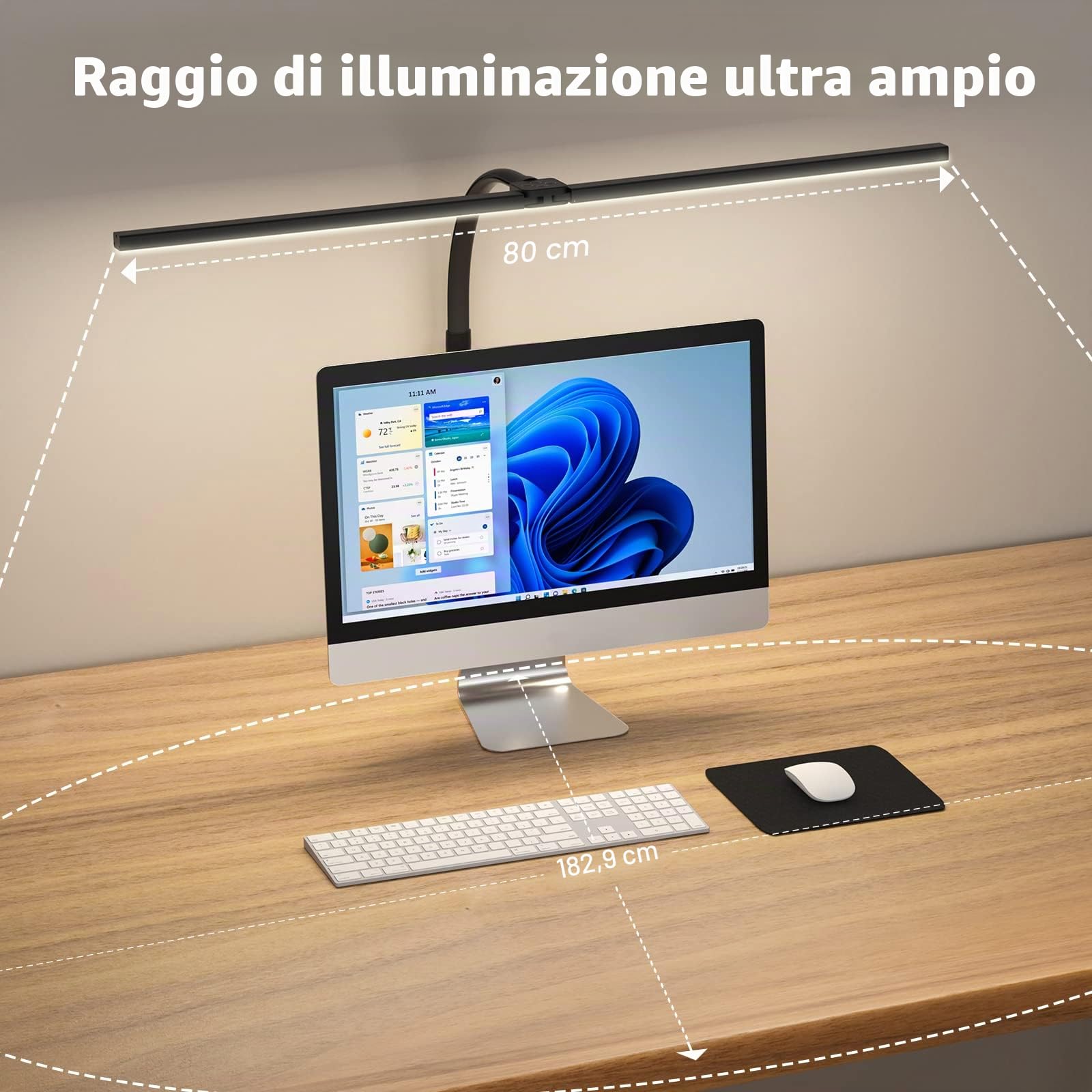 Lampada da Scrivania a LED, Luce da Tavolo Telecomandata 100 Modalità di Illuminazione per l'ufficio Casa, Collo d'oca, Doppia Testa, 24 W, Nero