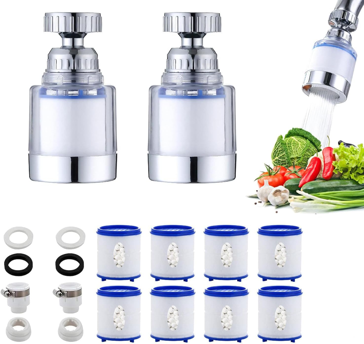 PCTC 2-Pack Bathroom Sink Filter, Bathroom Faucet Filter, 360 Degree ...