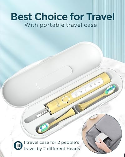 Miniatura 62 de Rtauys - Cepillo de dientes eléctrico y sónico M5 para adultos y adolescentes, con 8 cabezales de cepillo, de alta potencia, con estuche de viaje, 3