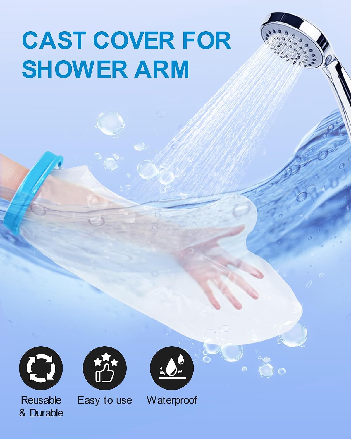 Extra Large Cast Cover for Shower Arm - Waterproof Arm Sleeve, for Adult, Reusable