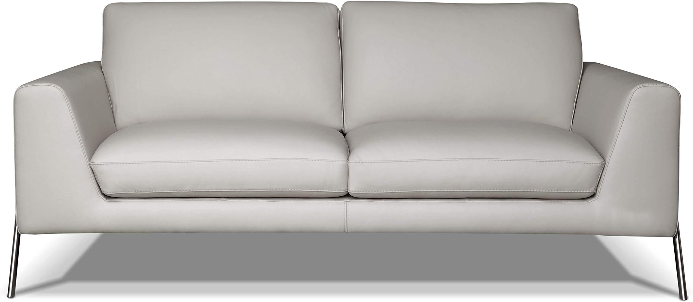 Amazon Brand - Alkove Kutina Hand-Crafted Leather Sofa, 3 Seater, 94 x 203 x 87cm, Light Grey
