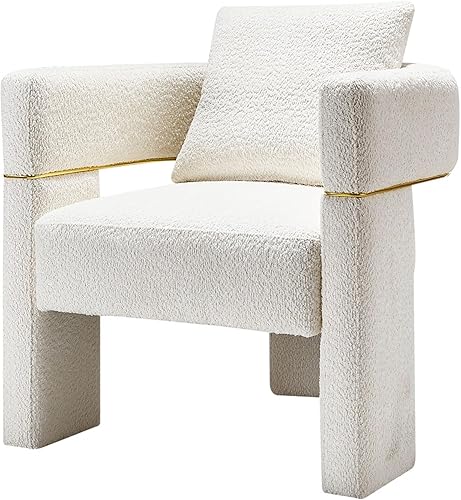 Miniatura 5 de Yoglad Sillón de lectura Accent, cómodo tapizado de tela de cordero con 1 almohada, para espacios pequeños, sala de estar, dormitorio, sofá