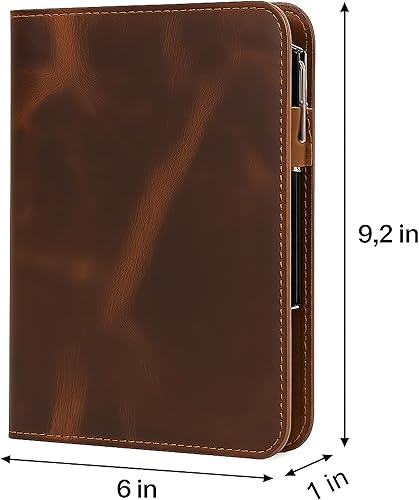 Miniatura 5 de Funda de cuero marrón A5 para diario, 5.75 x 8.25 pulgadas, funda de diario recargable para Moleskine grande, cubierta de cuero hecha a mano